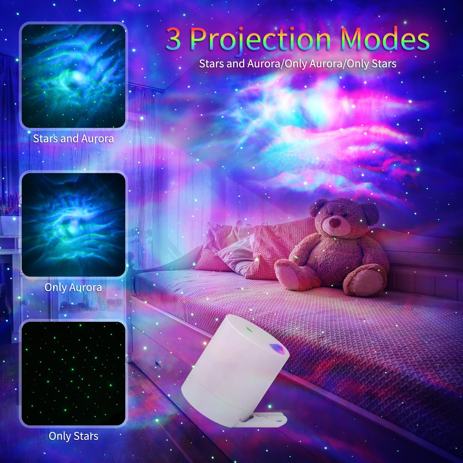 Caiyue Star Projector, Galaxy Projector For Bedroom, Night Light Projector With Timer And Remote Control, Adjustable Speed And Brightness, For Aurora Projector For Bedroom, Living Room And Home Theater