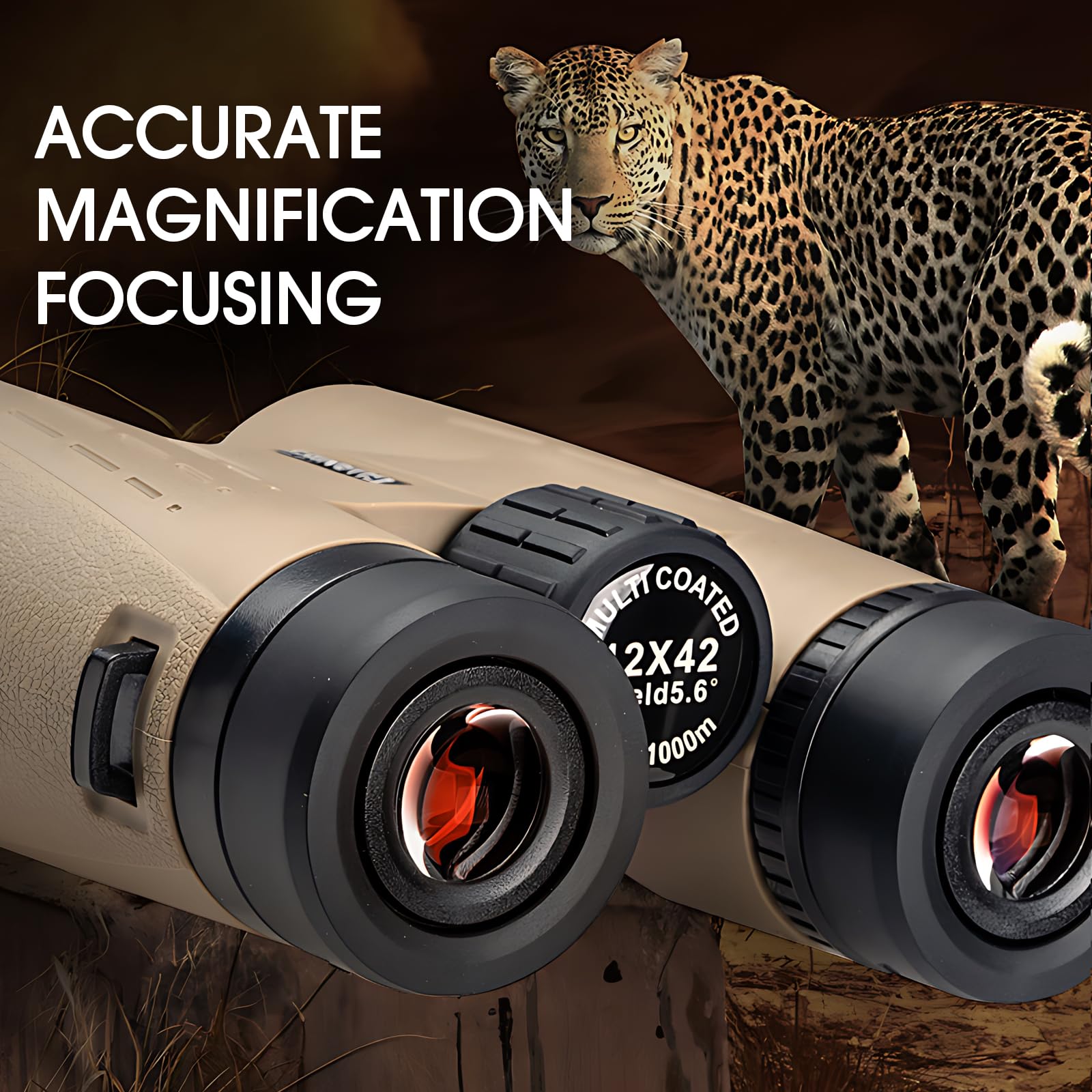 Yuanzimoo 12X42 Hd Binoculars For Adults High Powered Binoculars With  Phone Adapter Waterproof Compact Binocular With Low Light Night Vision For Bird Watching Hunting Outdoor Sports Concerts Green