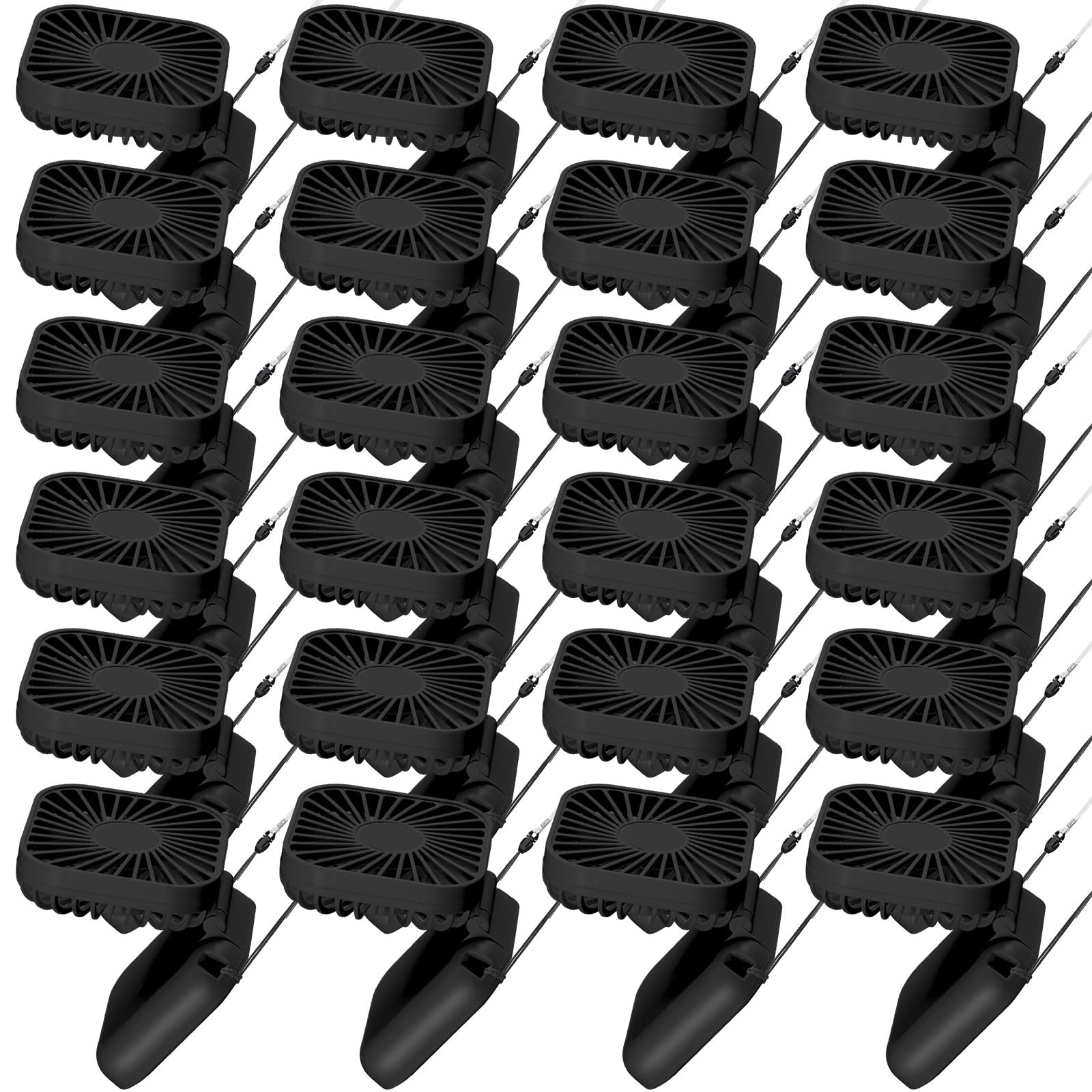 Hortsun 24 Pcs Necklace Fans Portable Usb Rechargeable Battery 3 Speed Air Circulatory Handheld - Koospark