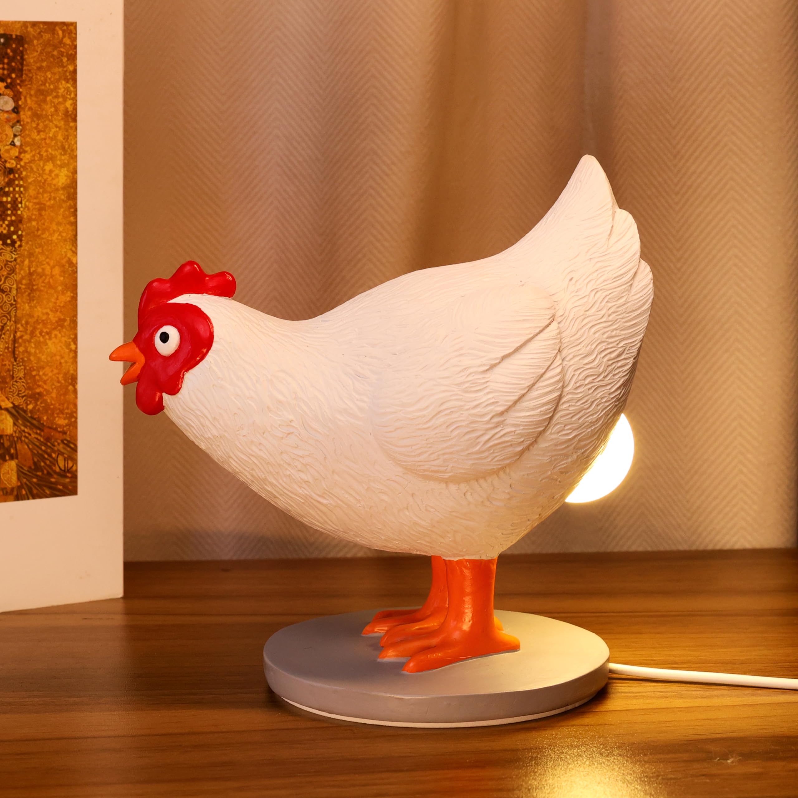 Okiyid Chicken Egg Lamp, Funny Chicken Table Lamp, Led Egg Night Lght, Resin Chicken With Stepless Dimming Function, Decoration For Home, Bedroom, Study Room