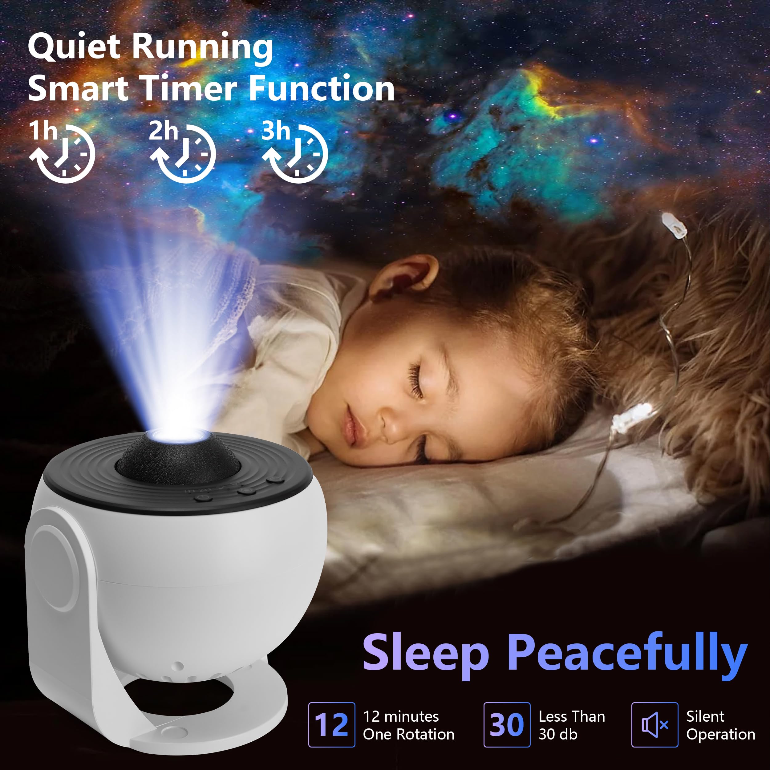 True North Ecommerce Tne 12-In-1 Planetarium Galaxy Projector For Bedroom With Fairy Lights-4K Hd Star Projector With 360° Rotation, Adjustable Timer & Knob, Ideal For Bedrooms &