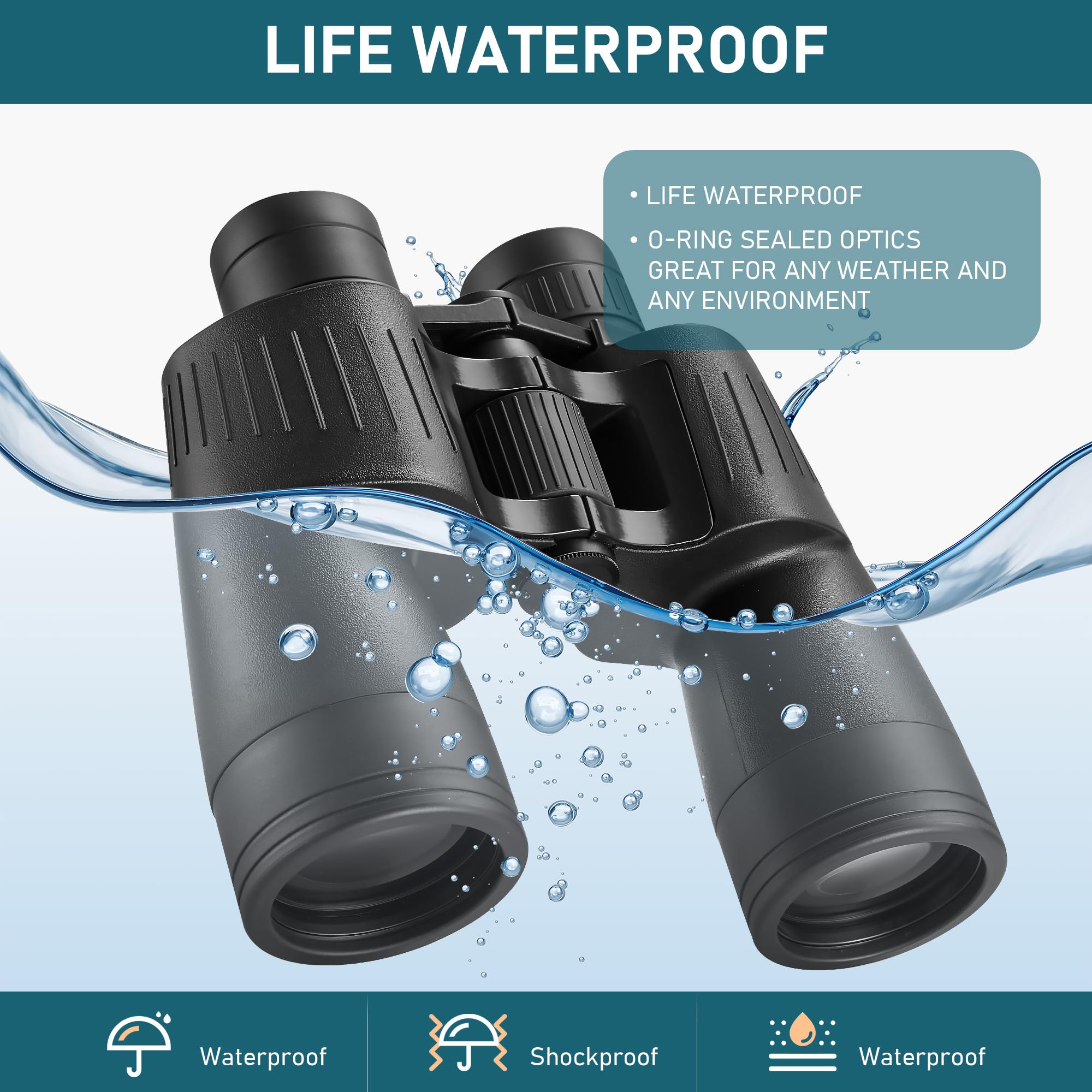 Koopool 7X50 Hd Binoculars High Powered, Large View Binoculars With Clear Low Light Vision-Binoculars For Bird Watching Cruise Travel, Night Vision Binoculars And Waterproof Compact Binoculars For Adults