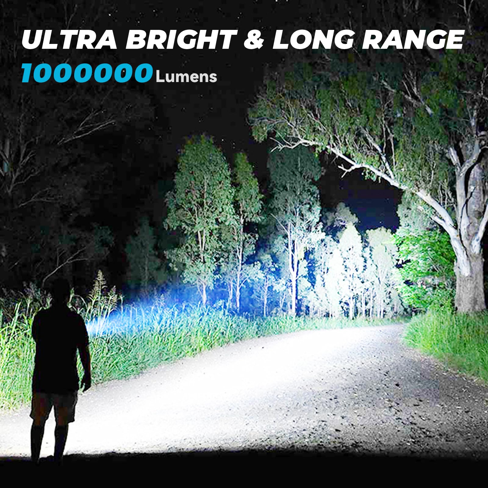 Sknsl Rechargeable Led Flashlights High Lumens: 1000000 Lumen Super Bright Flashlight, 7 Modes With Cob Work Light, Ipx6 Waterproof, Powerful Handheld Flash Light For Home, Camping, Hiking