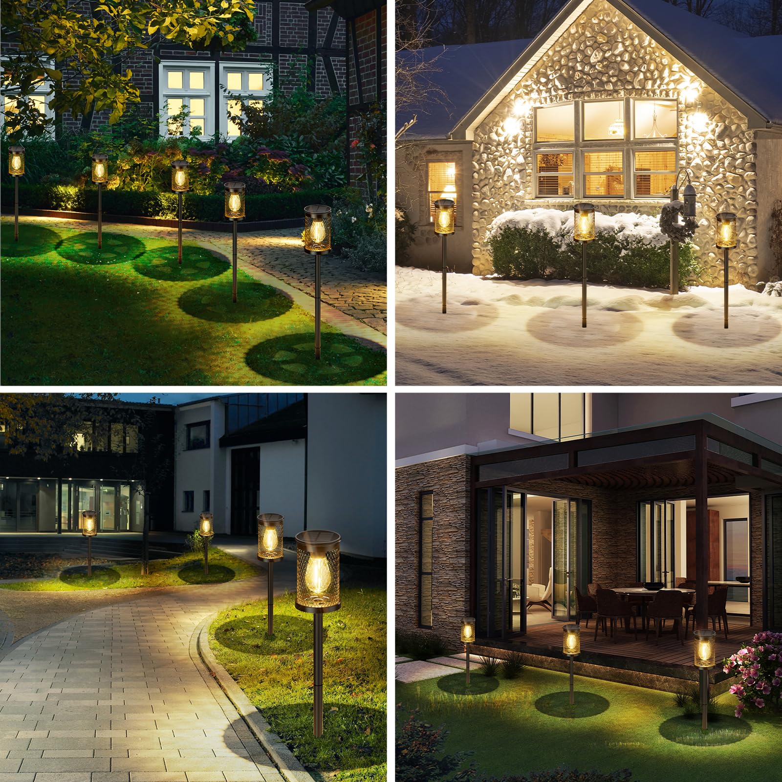 Adecorty Solar Pathway Lights Outdoor 4 Pack Solar Lights Outdoor Waterproof Super Bright Filament Led Mesh Metal Outside Path Lawn Patio Walkway Yard Garden Decor,  For Mother'S Day