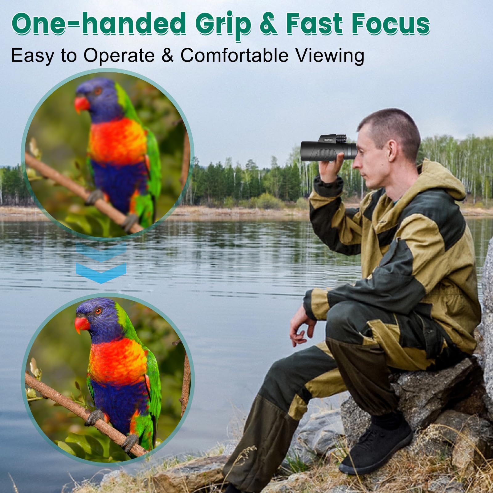 Dazftiey 12X50 Monoculars For Adults High Powered, Monocular Compact With Bak4 Prism And Fmc Lens, Clear Field Of View, Monocular Telescope For Smartphone, Lightweight Monocular For Birdwatching Sports Travel