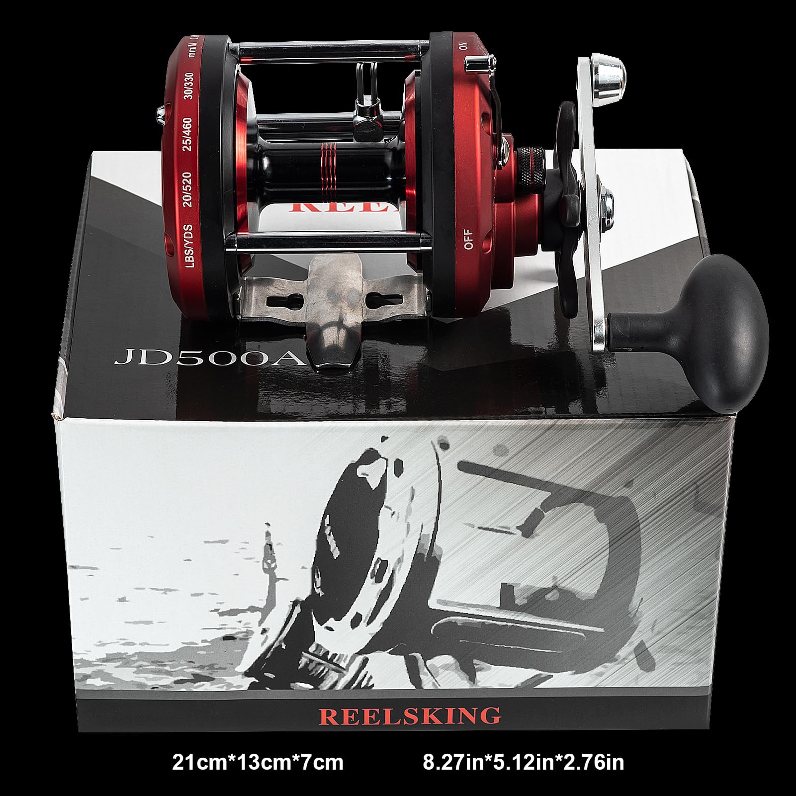 Fisher Round Baitcasting Fishing Reel 5.2:1 Gear Ratio Stainless Steel 12Ball Bearings Cnc-Machined Aluminum Large Capacity Smooth Power Conventional Baitcasting Reel Fishing Round Trolling Reel