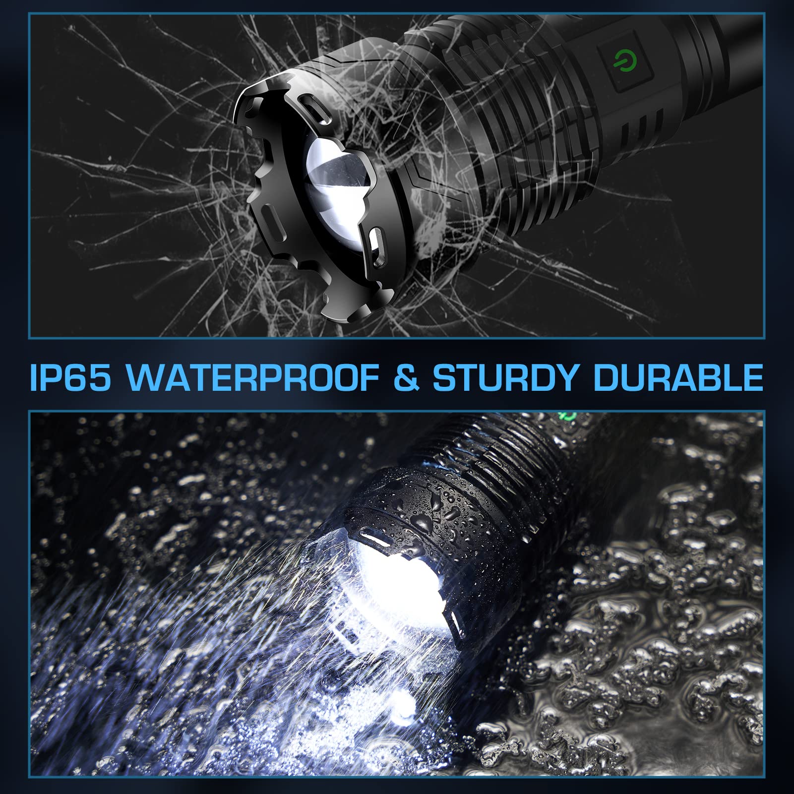 Brovave Rechargeable Led Flashlights,150000 High Lumens Super Bright Flashlight,Xhp160.2 Utility Flashlight With Zoomable&5 Modes&Ipx65 Waterproof,Powerful Handheld Flashlight For Camping,Hiking,Emergencies