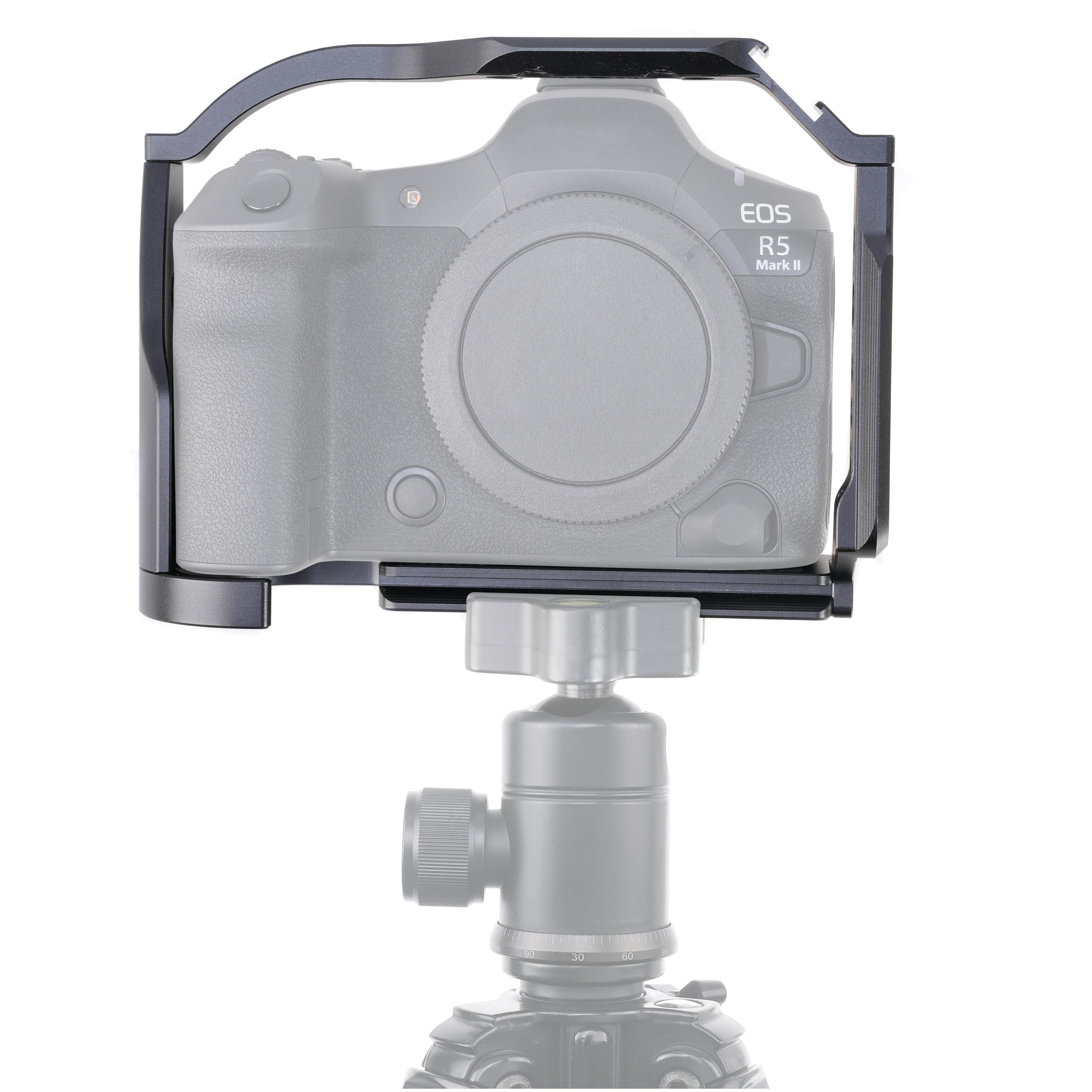 Focusfoto Camera Cage With Top Handle Grip Kit For Canon Eos R5 Mark Ii Mirrorless Vlogging Camera, Aluminium Video Stabilizer Rig With Nato Rail, Cold Shoe, 1/4"Screw Mount, 3/8"-16 Locating For Arri