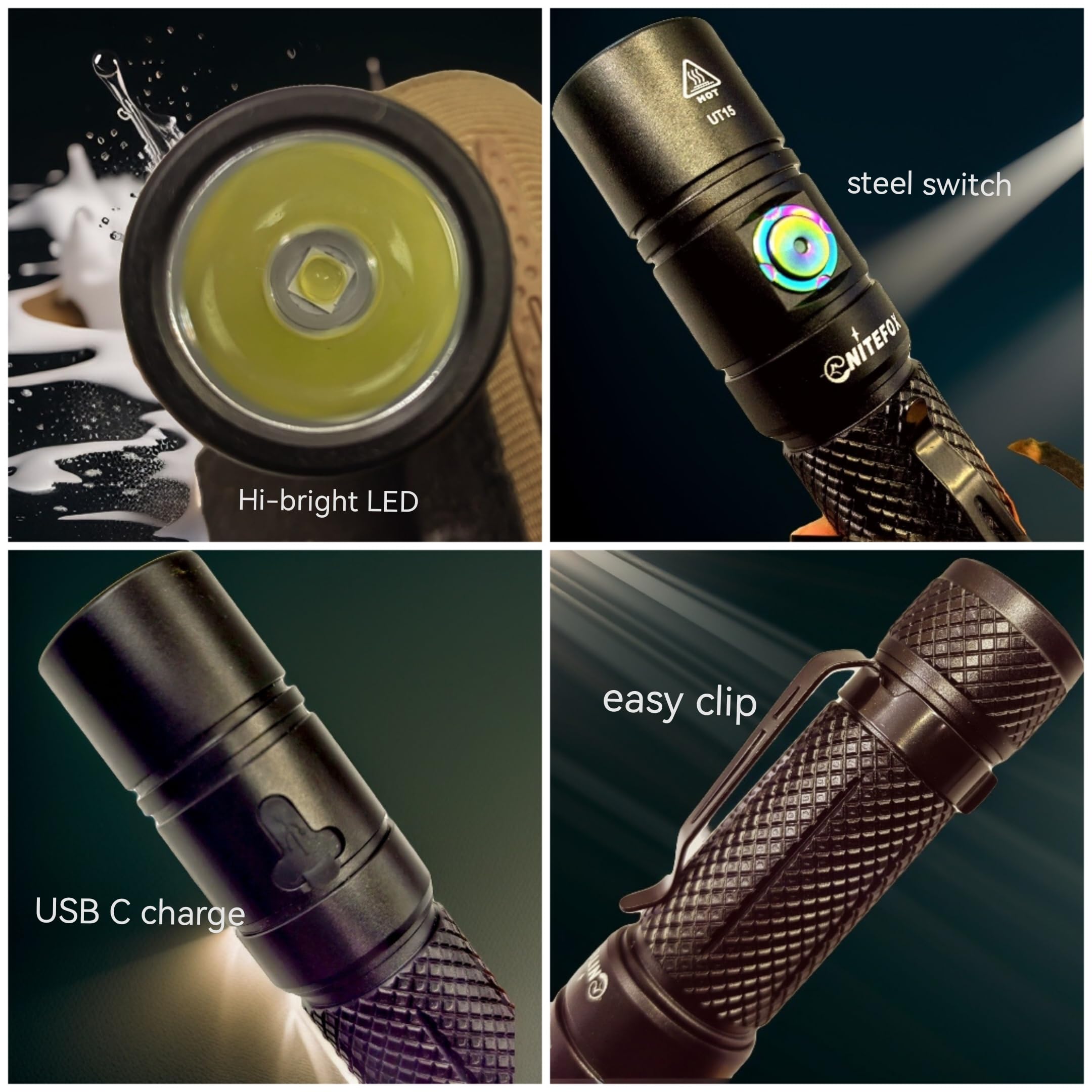 Nitefox Rechargeable Led Flashlight Bright Pocket Flashlight 1500Lm Handheld Flashlight Waterproof For Everyday Carry Indoor/Outdoor Hiking,Camping,Security,Emergency...