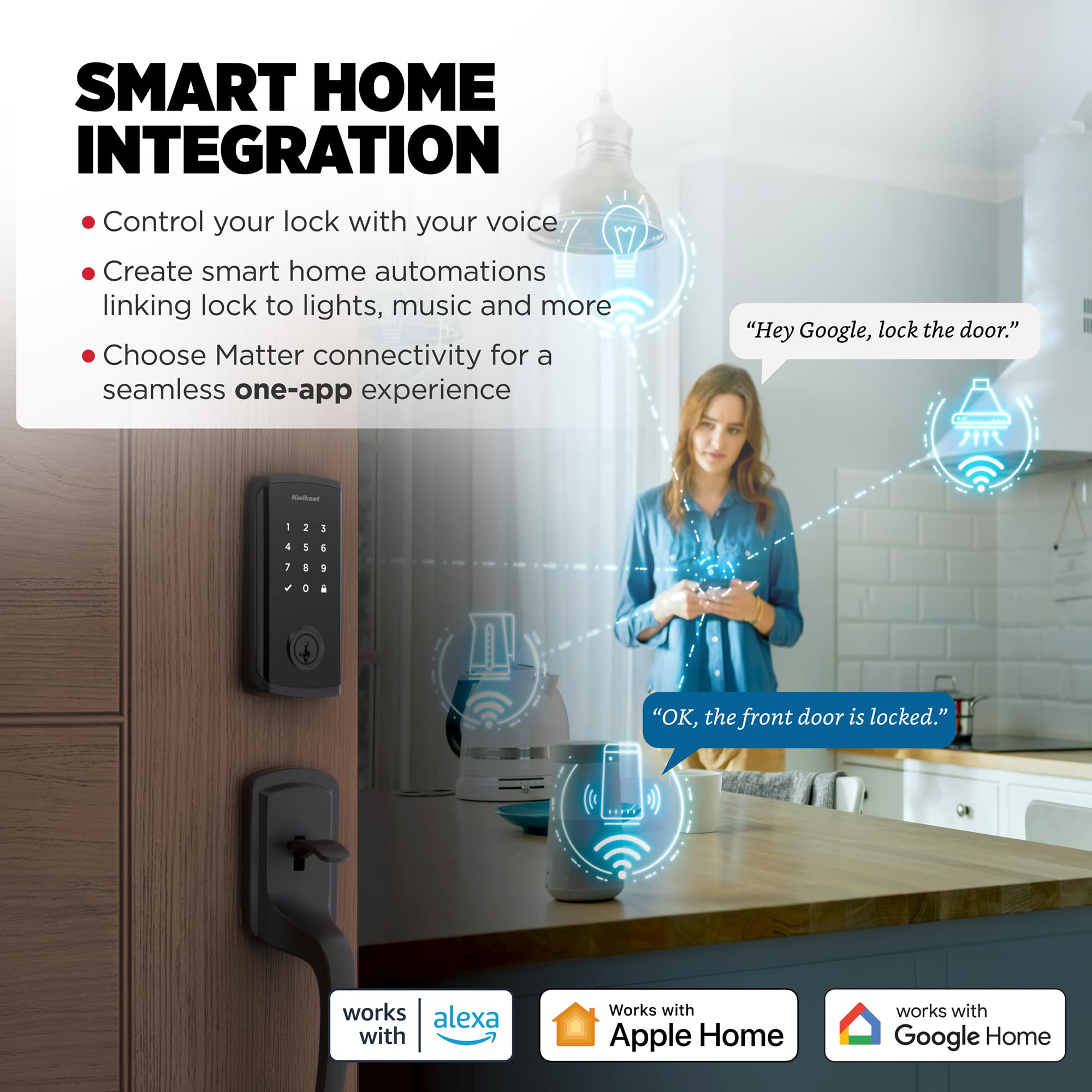 Kwikset Halo Select Smart Lock Keyless Entry Door Lock Wi-Fi And Matter Enabled Deadbolt No Hub Needed, Geofence Auto-Unlock, Grade Aaa , Easy Install, Matte Black Lifetime Finish