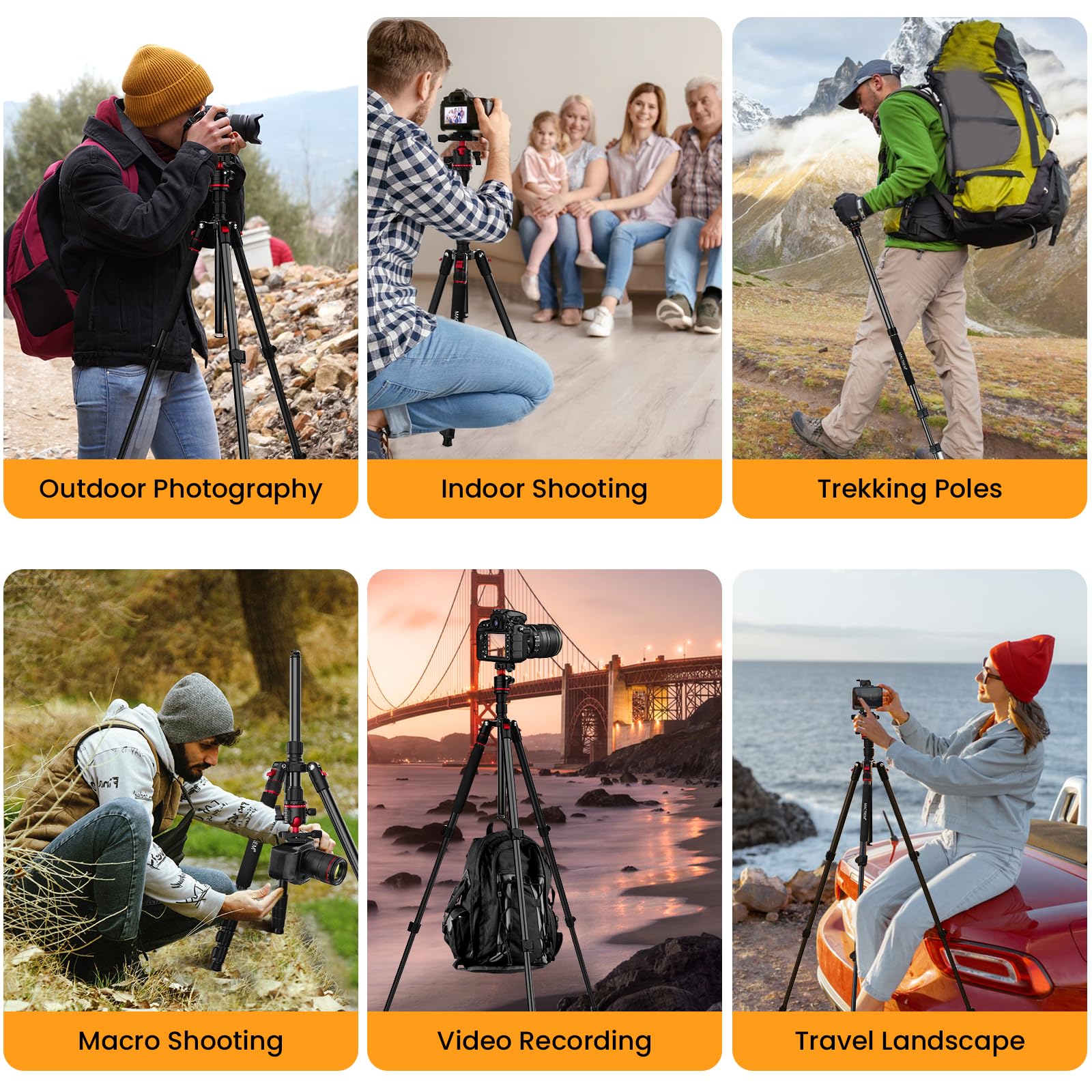 Mactrem Camera Tripod, 74 Inch/187Cm Aluminum Travel Tripod & Monopod With 360Ball Head, Lightweight For Smartphone Ipad Canon Nikon Sony Binoculars Laser Level Telescope