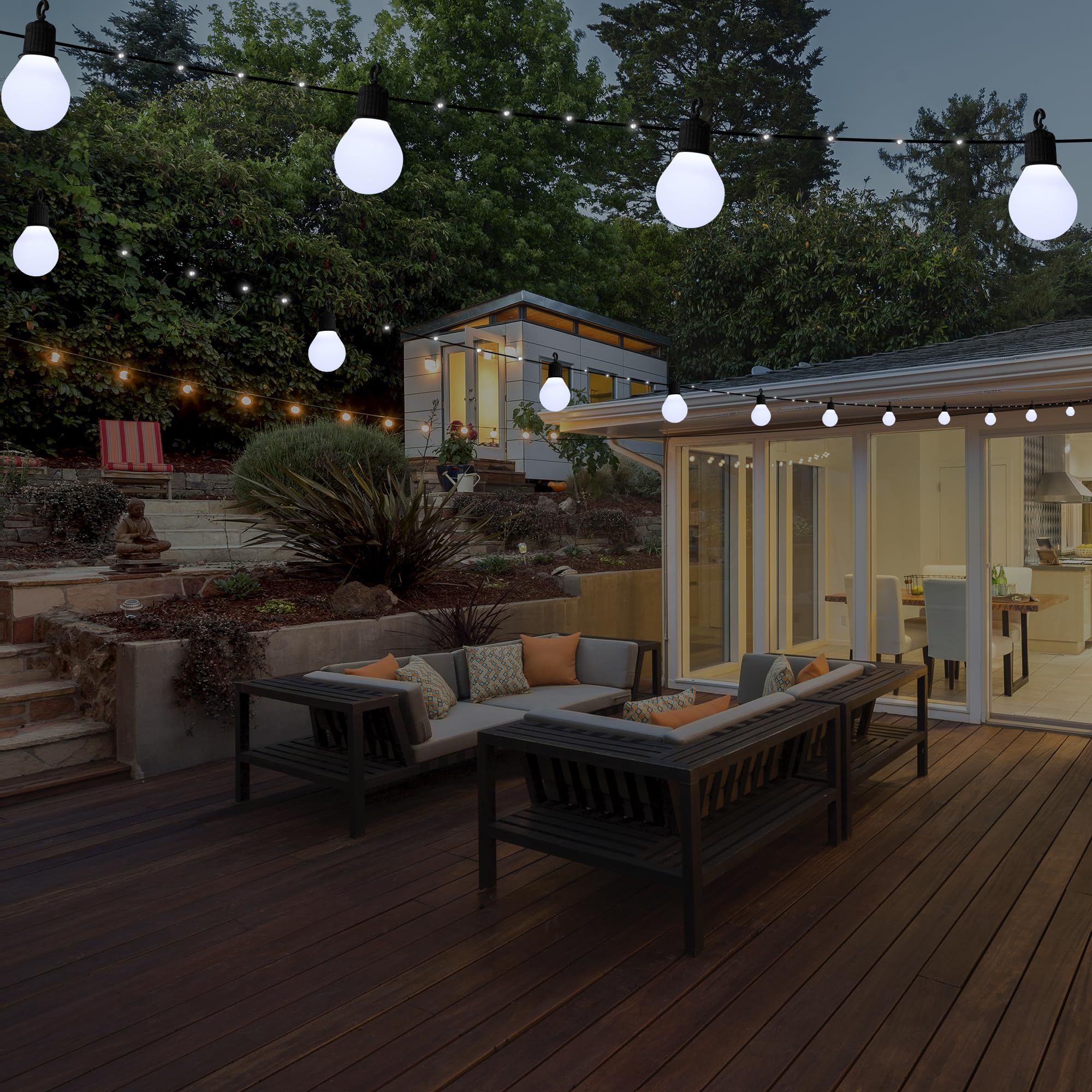 Merrimax M Solar String Lights Outdoor, 26Ft Waterproof Solar Lights With Remote, 16 G50 Bulbs Solar Powered Light With Timer 8 Modes For Outdoor Indoor Garden Patio Balcony Holiday (White)