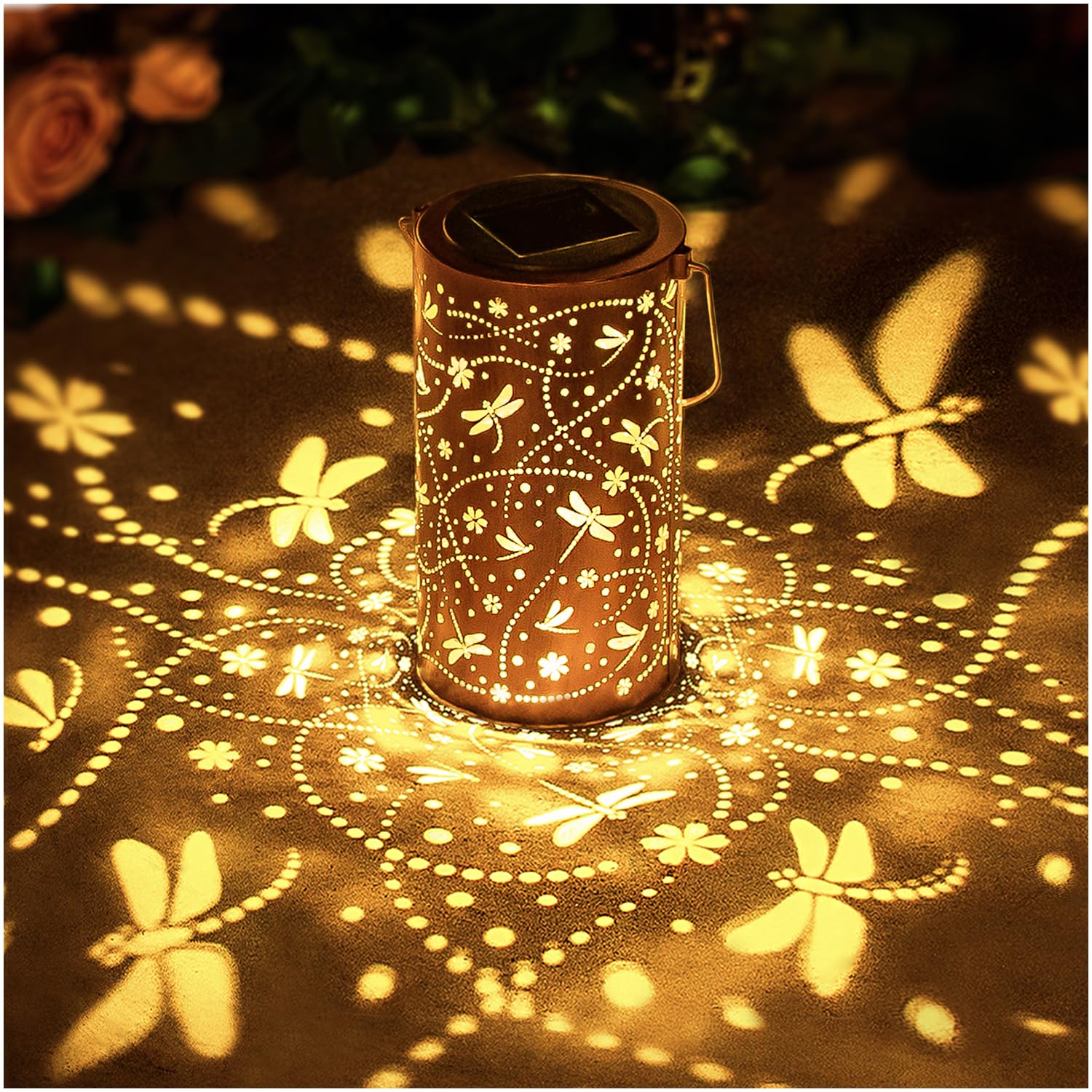 Eztzen Dragonfly Solar Lanterns Outdoor Waterproof Hanging Solar Lights Dragonfly  For Women Men Metal Decorative Led Dragonfly Lanterns For Garden Decor,Yard,Patio,Lawn,Tabletop,Pathway,Landscape