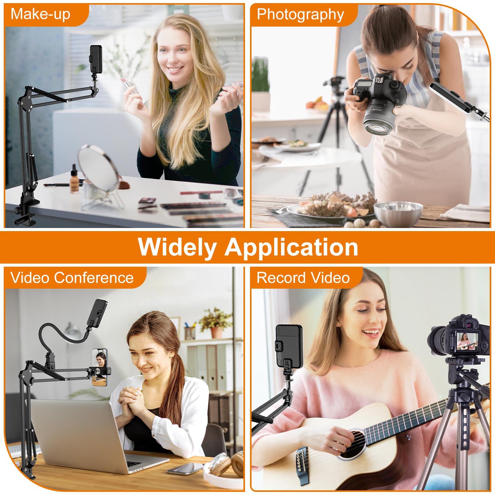 Gepege Overhead Phone Mount With 60 Led Portable Selfie Light And Phone Holder For Desk, Camera Mount Arm Stand With Remote, Overhead Stand For Video Recording, Live Streaming, Tiktok, Youtube And Cooking