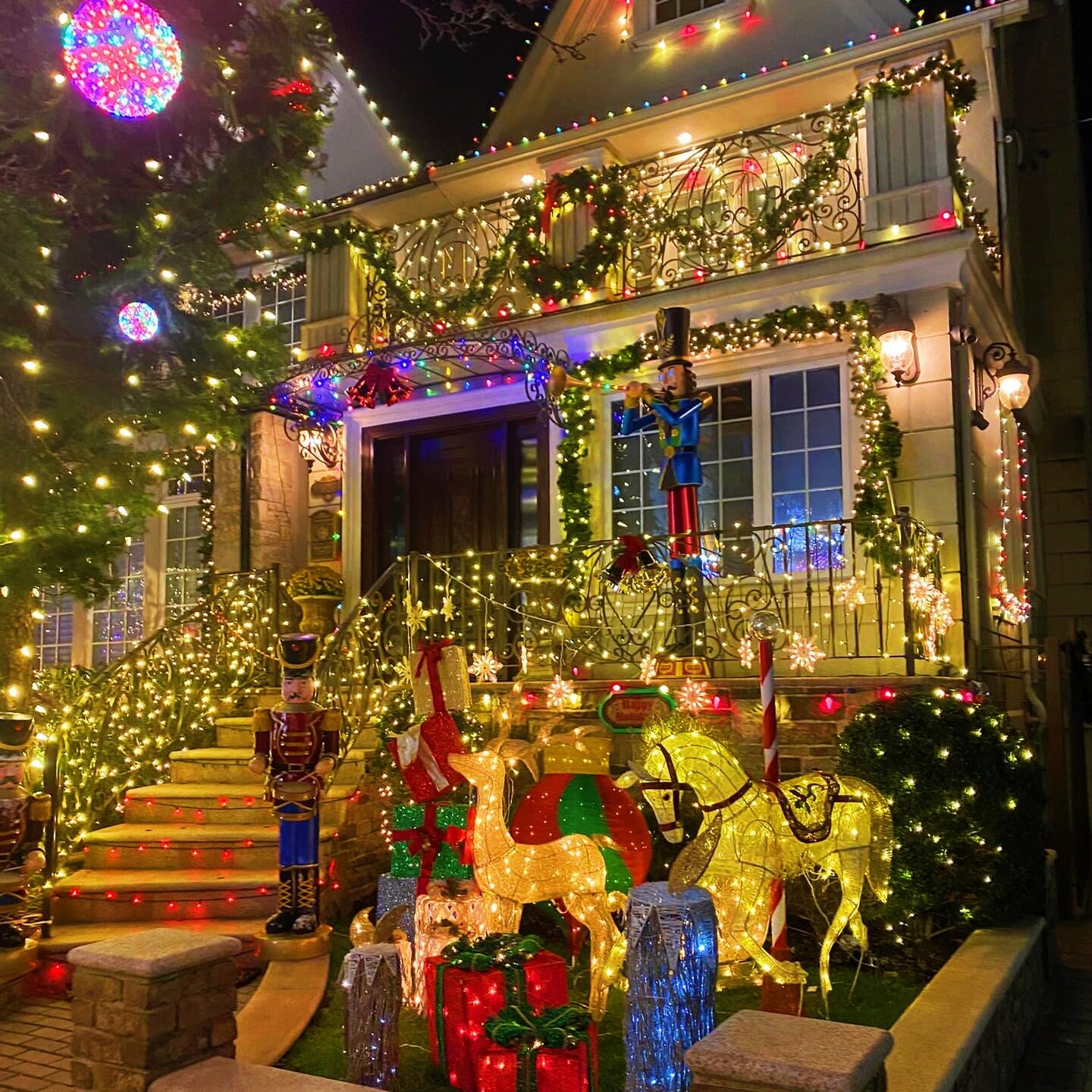 Yeguo 500 Led 165Ft Christmas Lights Outdoor Waterproof, Warm White String Lights Indoor, 8 Modes Green Wire Twinkle Xmas Tree Lights Plug In For Holiday With Memory Timer
