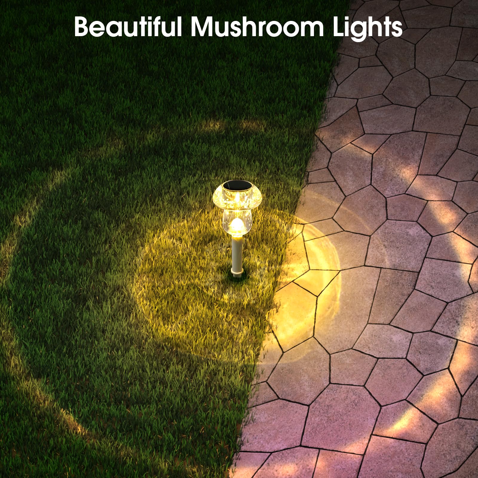 Eyrosa Solar Outdoor Lights, 16 Pack Waterproof Solar Mushroom Lights For Garden Yard Pathway Path Walkway Driveway Lawn Landscape Outside Decor（Warm White）