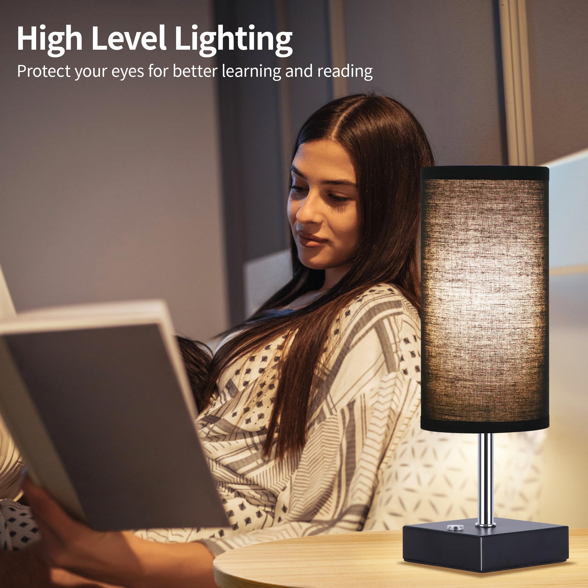 Avv Cordless Table Lamp, Battery Operated Lamp For Night Stand, 3 Modes Battery Powered Wireless Table Lamp, Touch Control Rechargeable Lamp For Bedroom, Living Room, Reading Room, 12 Inch Black