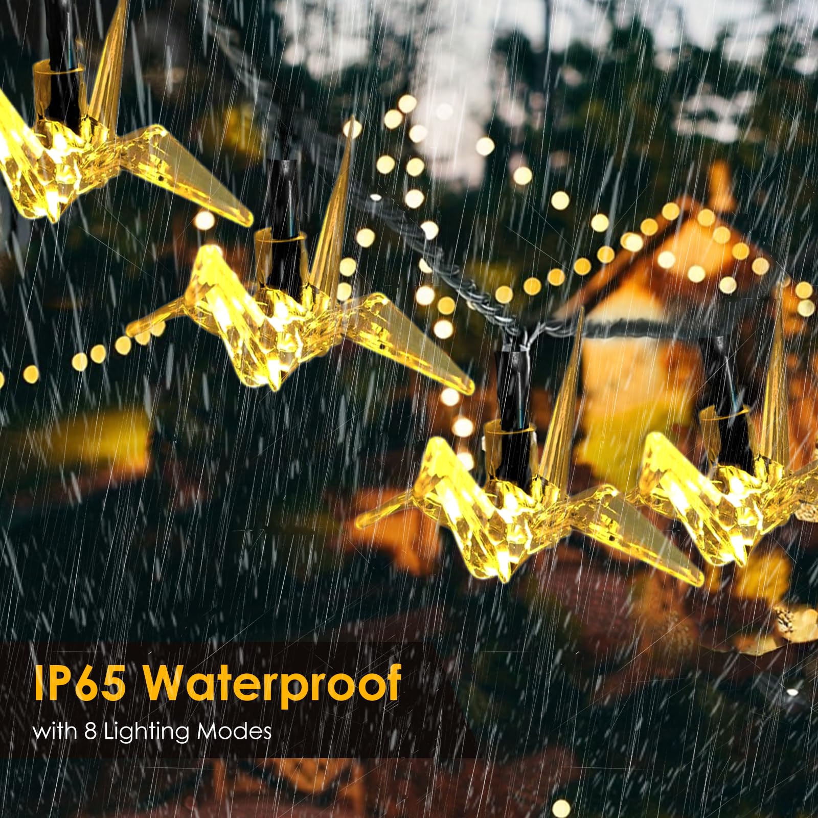 Evicyego Thousand Paper Cranes Solar Lights Outdoor,21Ft Solar String Lights With 30Led Realistic Crystal Cranes, Warmwhite Twinkle Cranes Lights For Home Garden Yard Porch Patio Christmas Party Decor