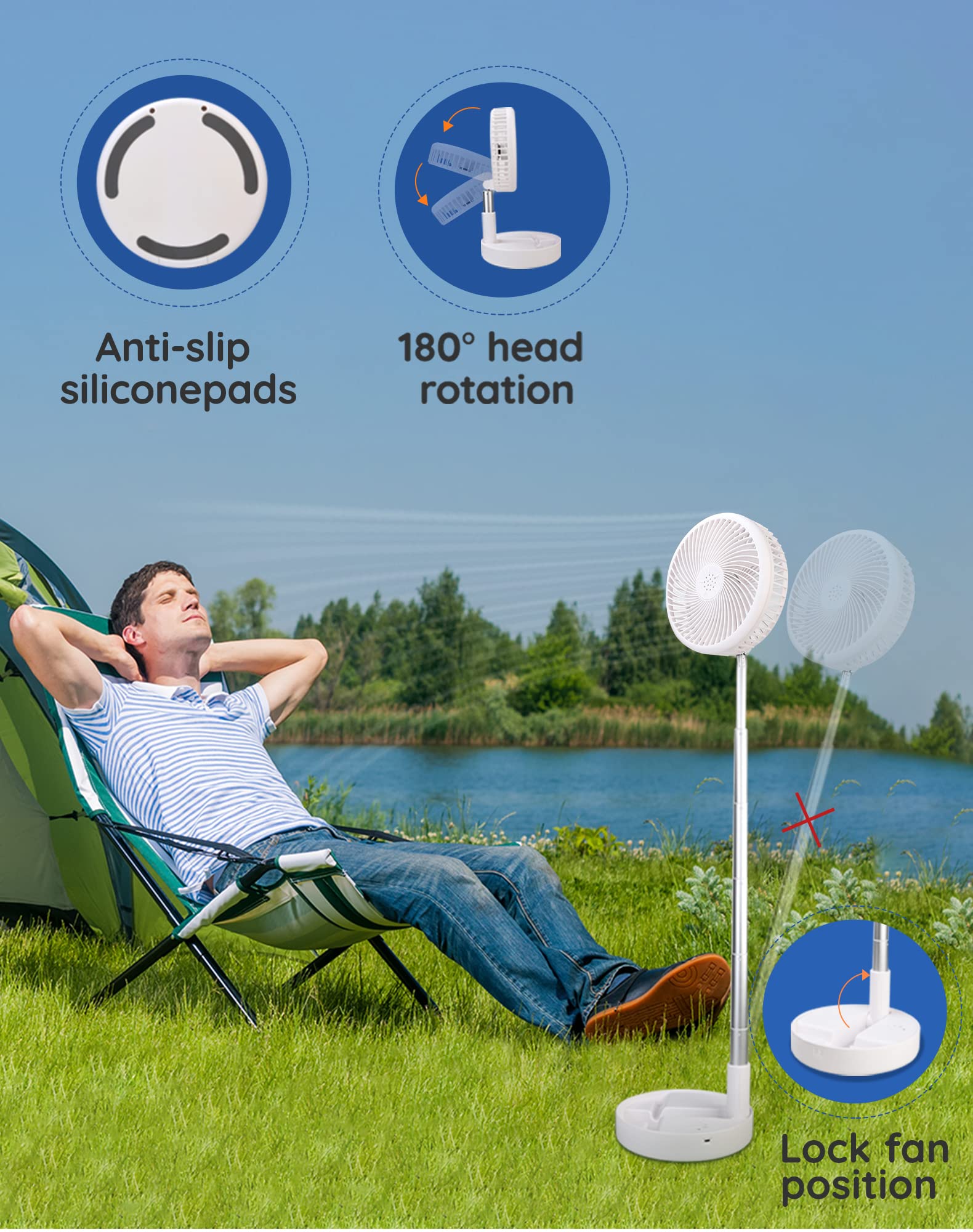 Primevolve Battery Operated Fan,Portable Rechargeable Usb Floor Table Desk Fan With Adjustable