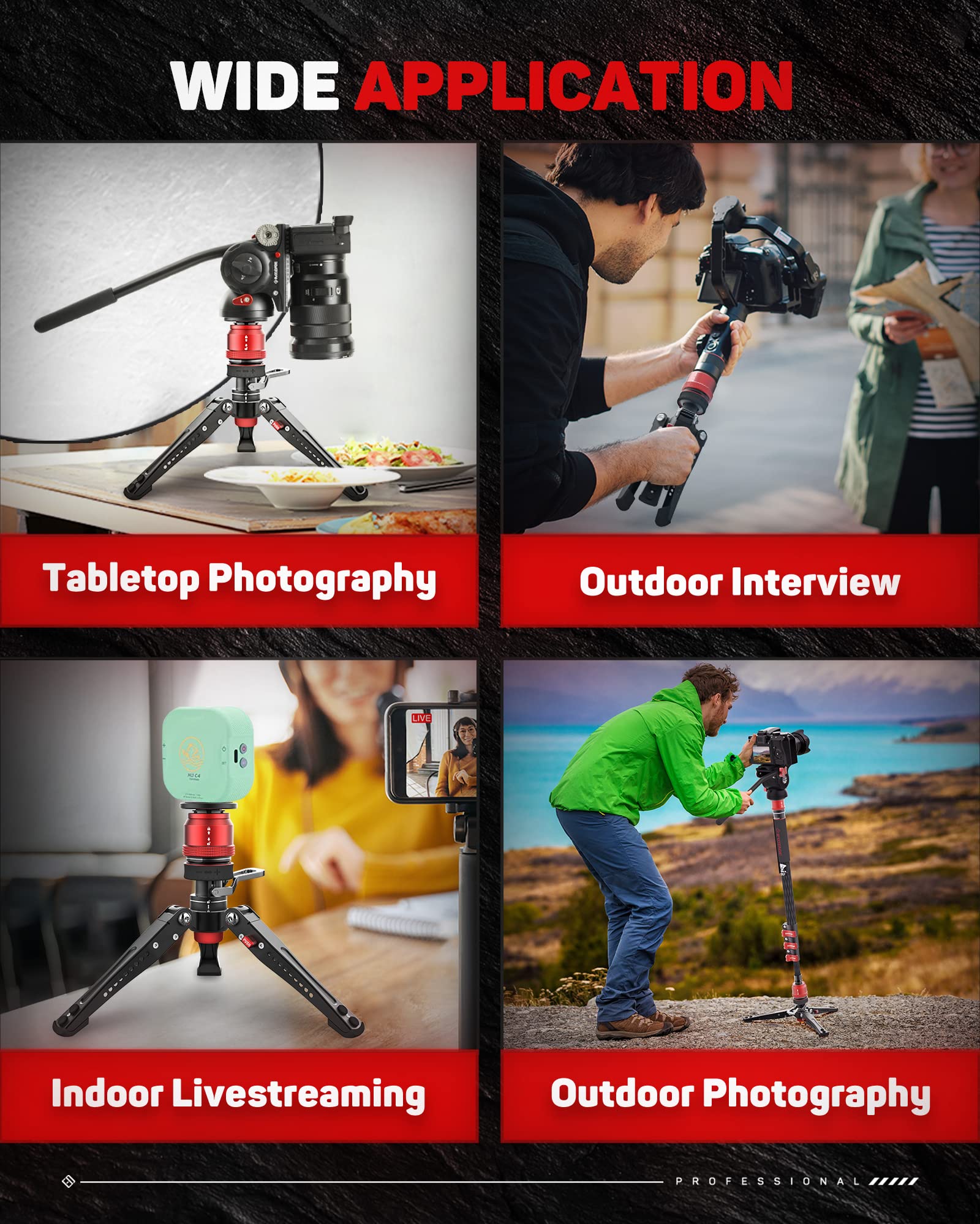 Ifootage Mini Tripod For Camera With Quick Release Head, Professional Tabletop Tripod With Pedal, Small Tripod Max Load Up To 13.2 Lbs, Desktop Tripod Compatible With Sony, Nikon, Cobra 3 Base-P