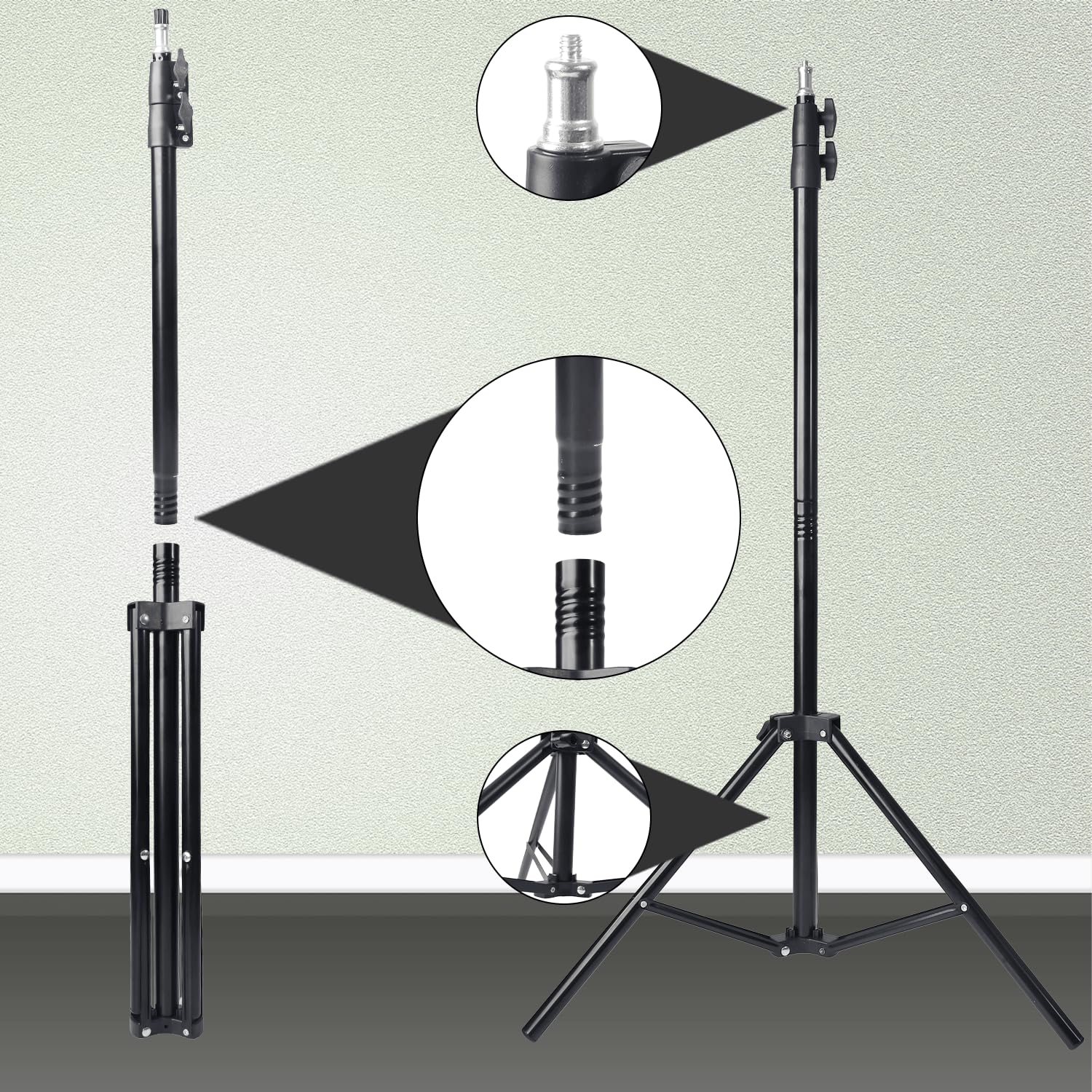 Senndio Professional 63"/160Cm Aluminum Light Stand With Dual Phone & Tablet Mount, Compatible With Softbox, Studio Lights, And Reflectors