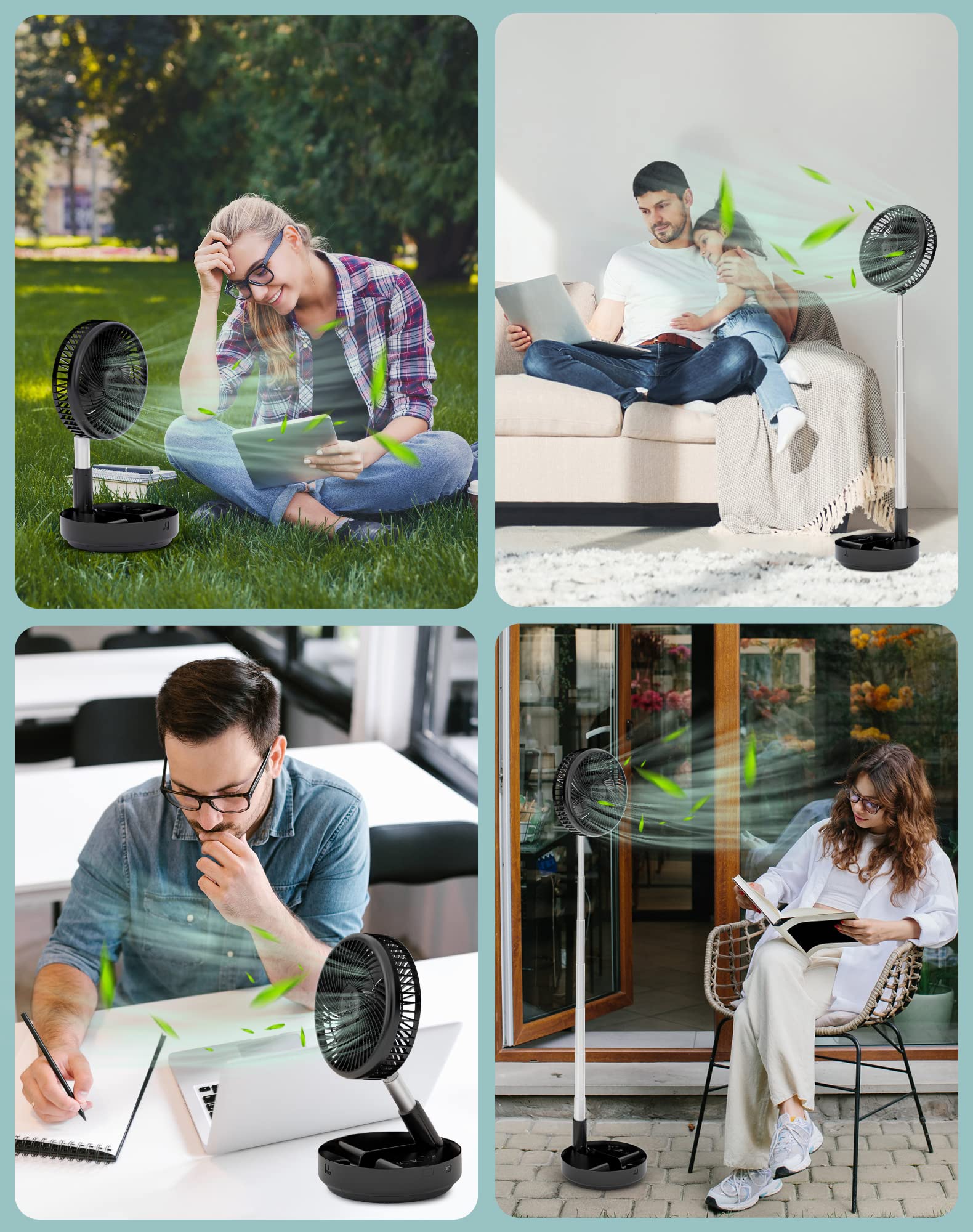 Primevolve Portable Oscillating Standing Fan,Rechargeable Battery Operated Usb Floor Table Desk Fan