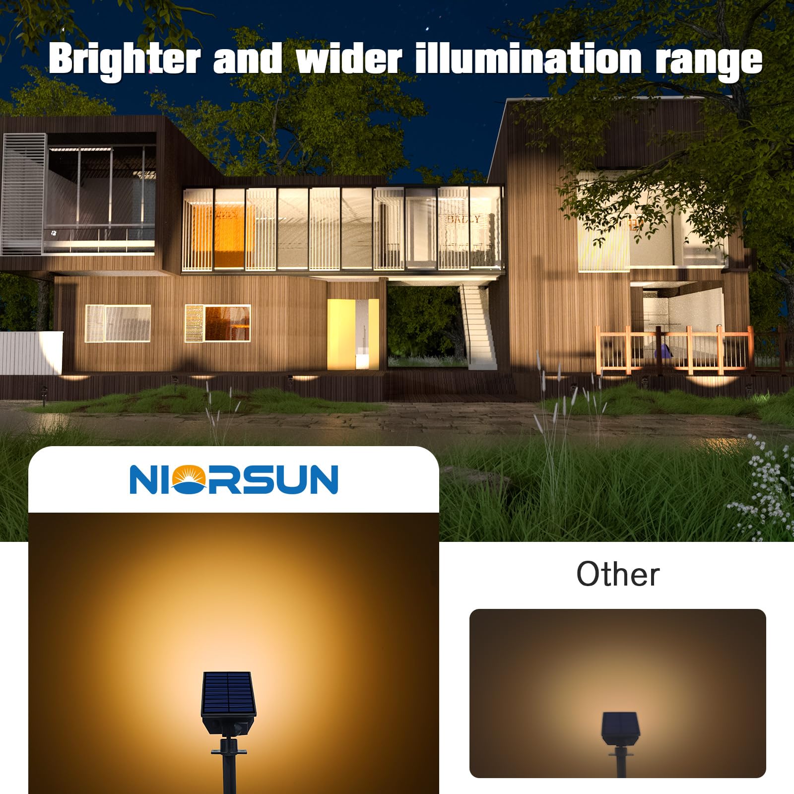 Niorsun Solar Spot Lights Outdoor,23 Leds Landscape Lighting With Auto On/Off And 3 Lighting Modes, Ip67 Waterproof Spotlights,Outdoor Solar Lights For Yard Garden,6 Pack(Warm White)