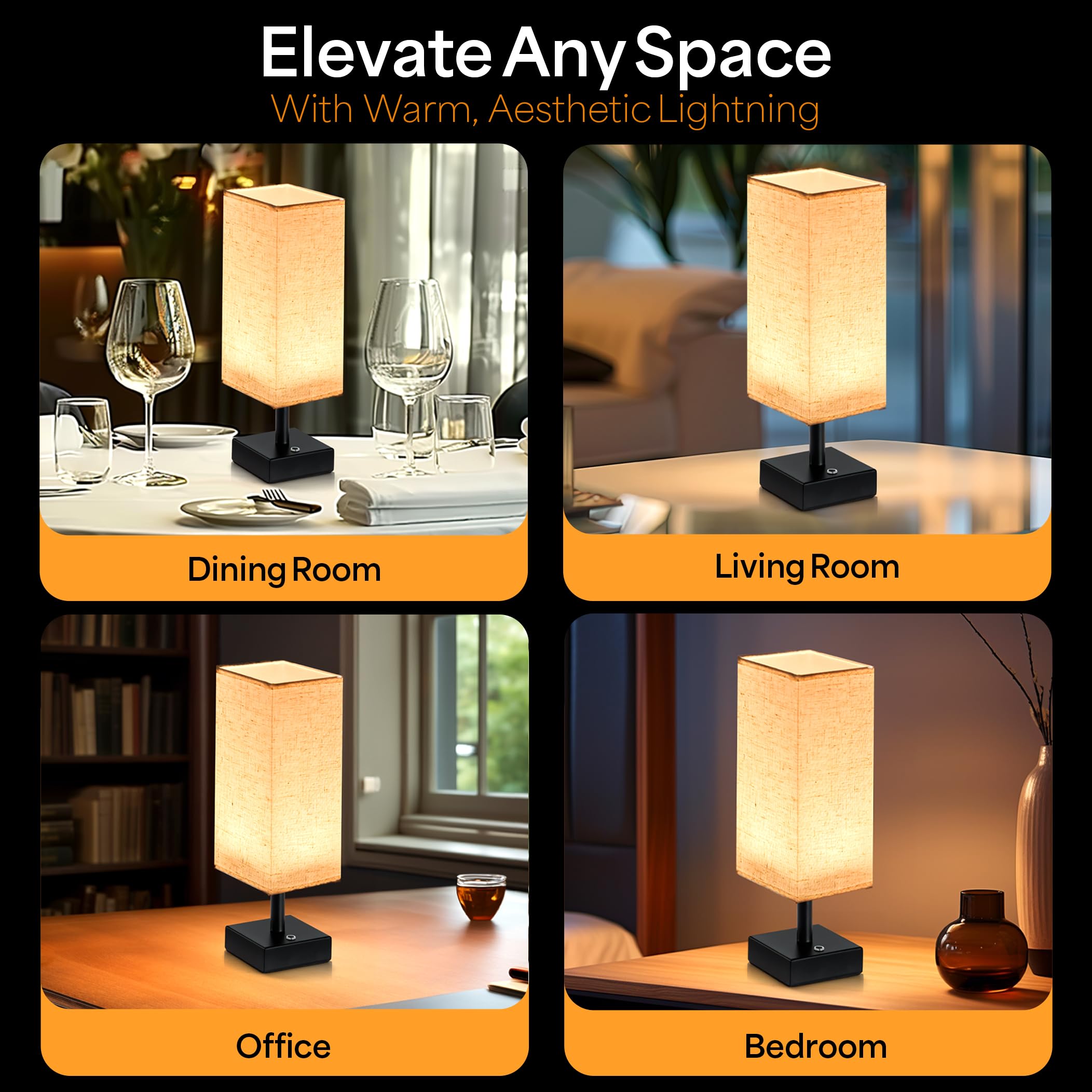 Luxxio Cordless Bedside Table Lamp - Rechargeable Table Lamp - Up To 60+ Hours Of Use, 3 Adjustable Led Brightness Settings, Non-Scratch Bottom, Warm White Color Temperature - Aluminium Base & Body