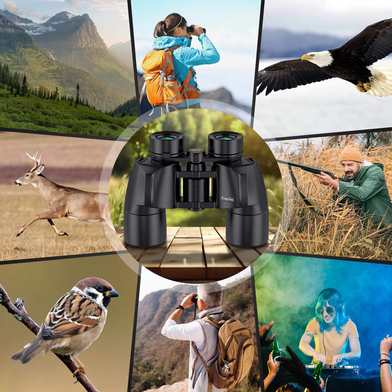 Sogries 8X40 High Power Binoculars For Adult,Hd Optical System Non-Slip Grip For Bird Watching, Ipx7 Waterproof Binoculars For Travel