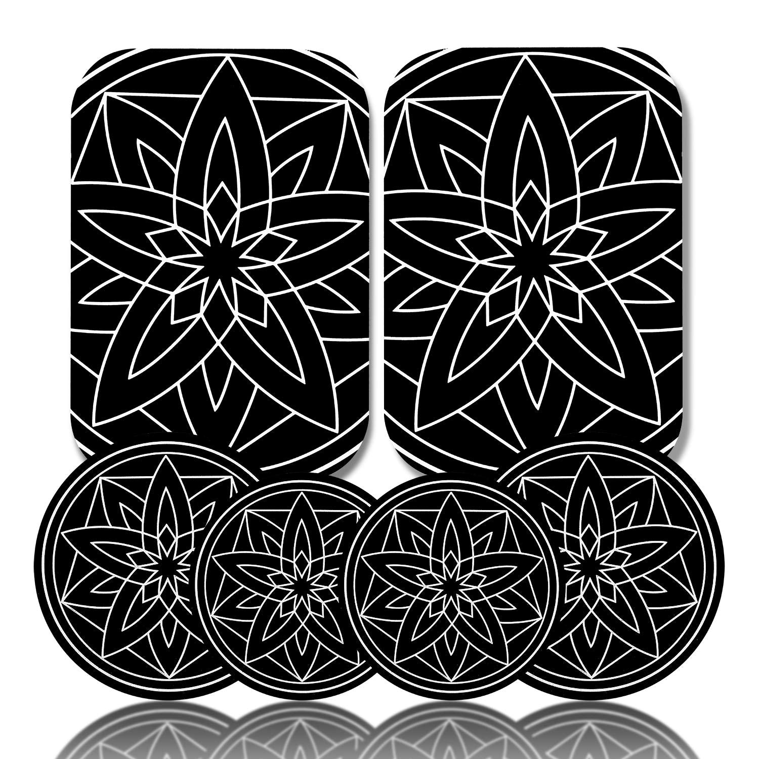 Glaree Metal Plate For Phone Car Magnetic Mount 6 Pack,Magnet Holder Disc Replacement Case Sticker With 3M Adhesive For Iphone Magnets Cradle-Less Mounts Cell Phone Mini Tablet Gps Stand 2 Rectangle 4 Circle