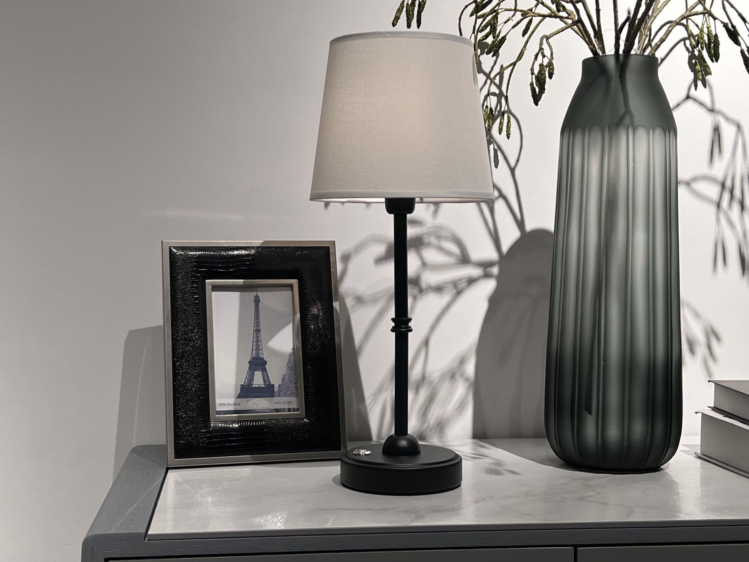 Homiezz Cordless Table Lamp, Dimmable Feature With Led Bulb, Ambient Lighting For Living Room, Bedroom, Patio, Or Restaurant, Built-In Rechargeable Battery, Reverse Charging For Iphone, Matte Black
