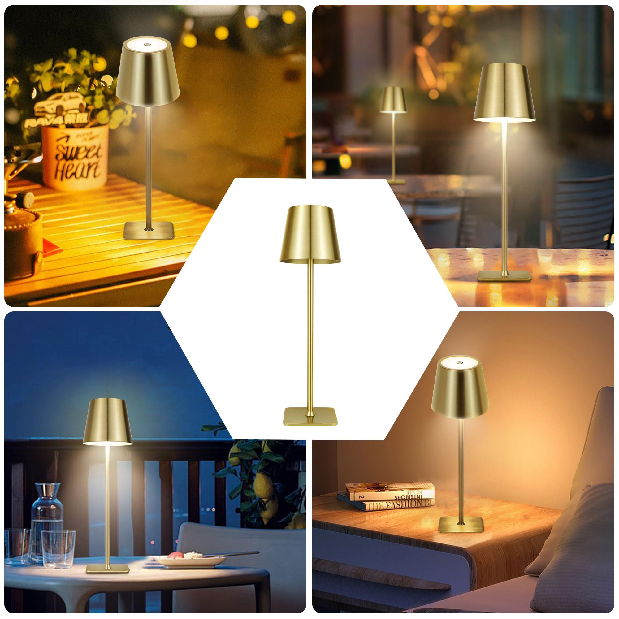 Rytabee 2 Pack Rechargeable Table Lamps,Cordless Lamp With 5500Mah Battery Operated,Portable Indoor/Outdoor Table Lamp For Patio Restaurant Home Dinner Dining Kitchen,Waterproof & Wireless