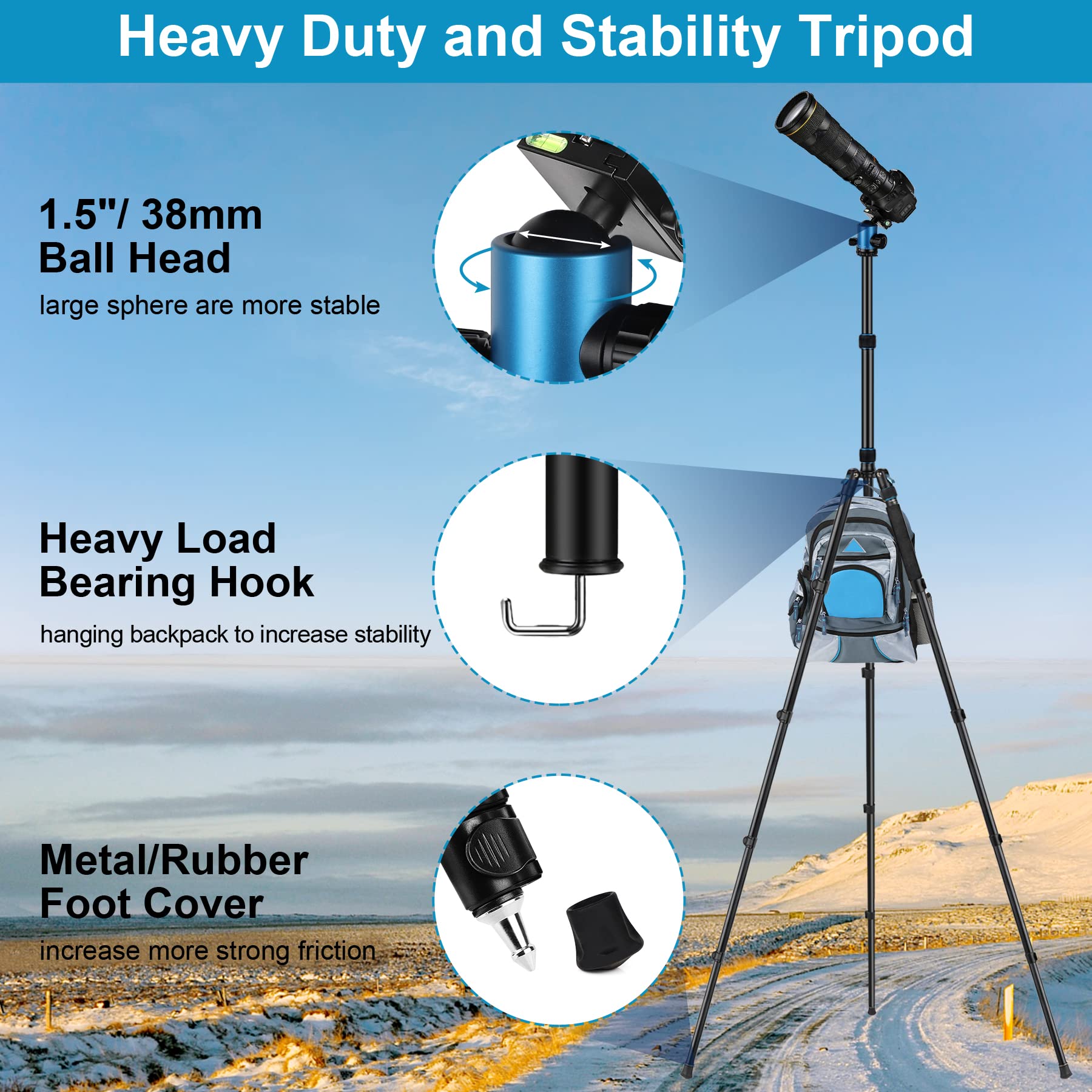 Joilcan Tripod For Camera, 81" Camera Tripod Stand, 83 Inches Dslr Tripods & Monopods, Heavy Duty Travel Tripod For Binoculars Laser Level Spotting Scope Telescope, Professional Complete Tripod Units