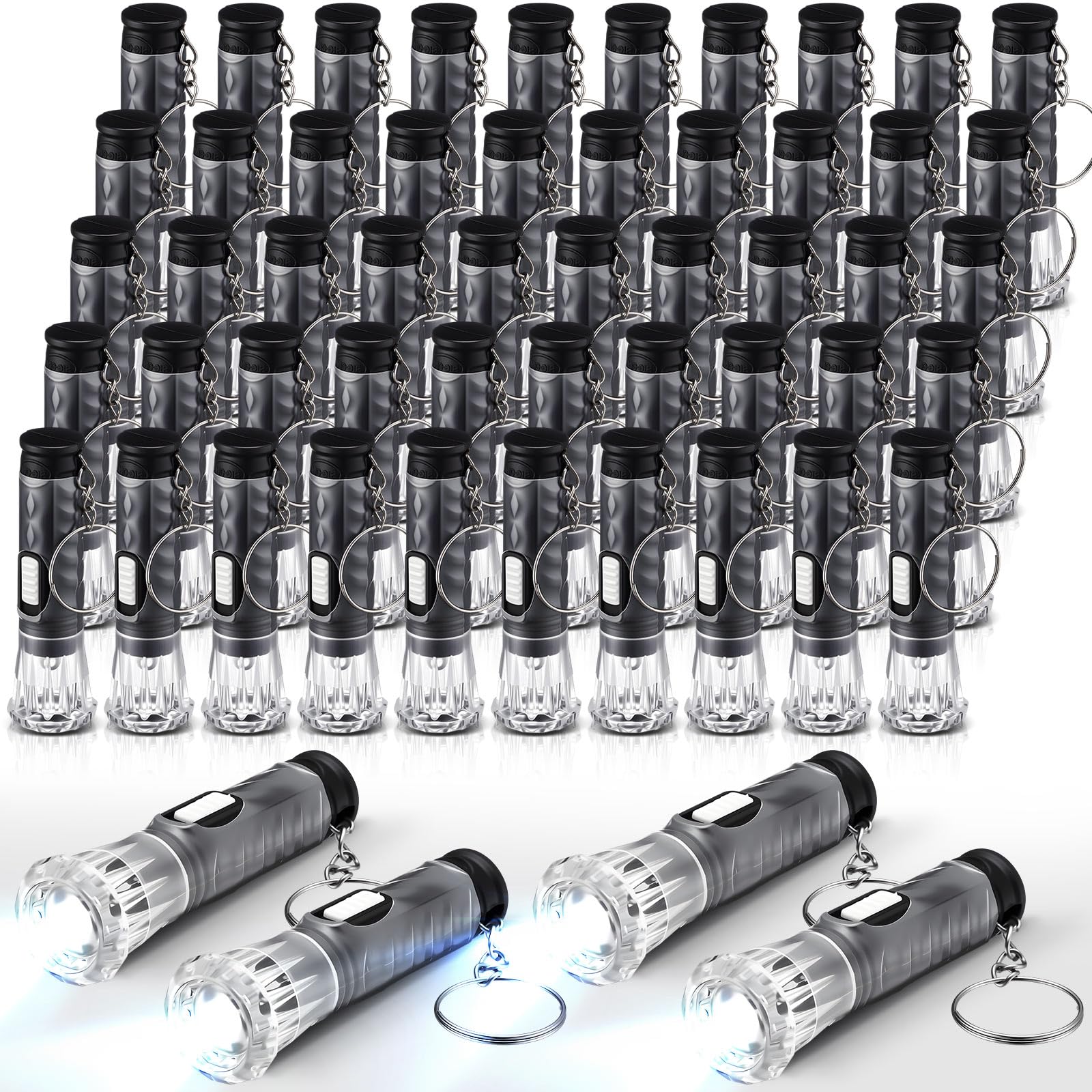 Jexine 50 Pcs Mini Flashlight Keychains Bulk With Lanyard Portable Plastic Led Key Chains Flashlights Small Black Torch Flashlights For Night Reading Emergency Hurricane Camping Hiking Party Favors