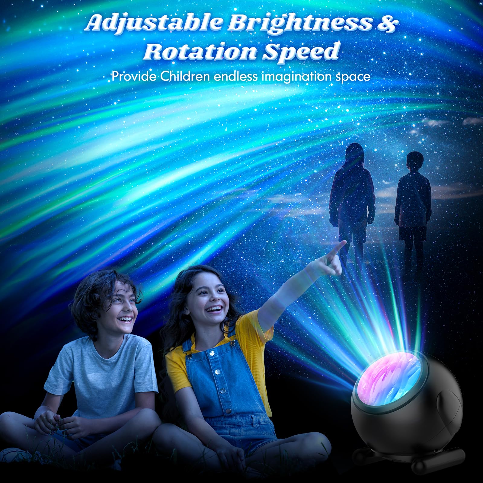 Proran Northern Lights Projector With White Noise Remote Control 8 Aurora Effects Adjustable Galaxy Bedroom Light Sleep Aid Timer
