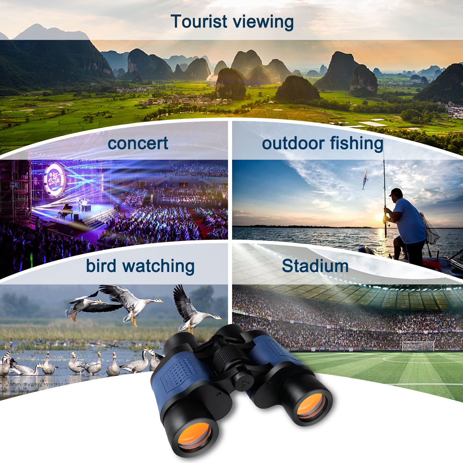 Piliwl Binoculars For Adults High Power,60×60 With Low Light Night Vision Waterproof Binoculars Watching Outdoor Sports Concerts Binoculars For Bird Watching Professional