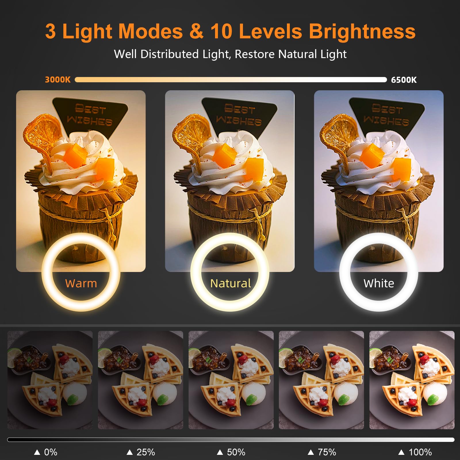 Evershop Ring Light Overhead Camera Phone Mount For Desk, 10” Selfie Light With Stand Tripod For Iphone, Light With Phone Holder For Video Recording,Zoom Meeting,Live Streaming Tiktok,Youtube