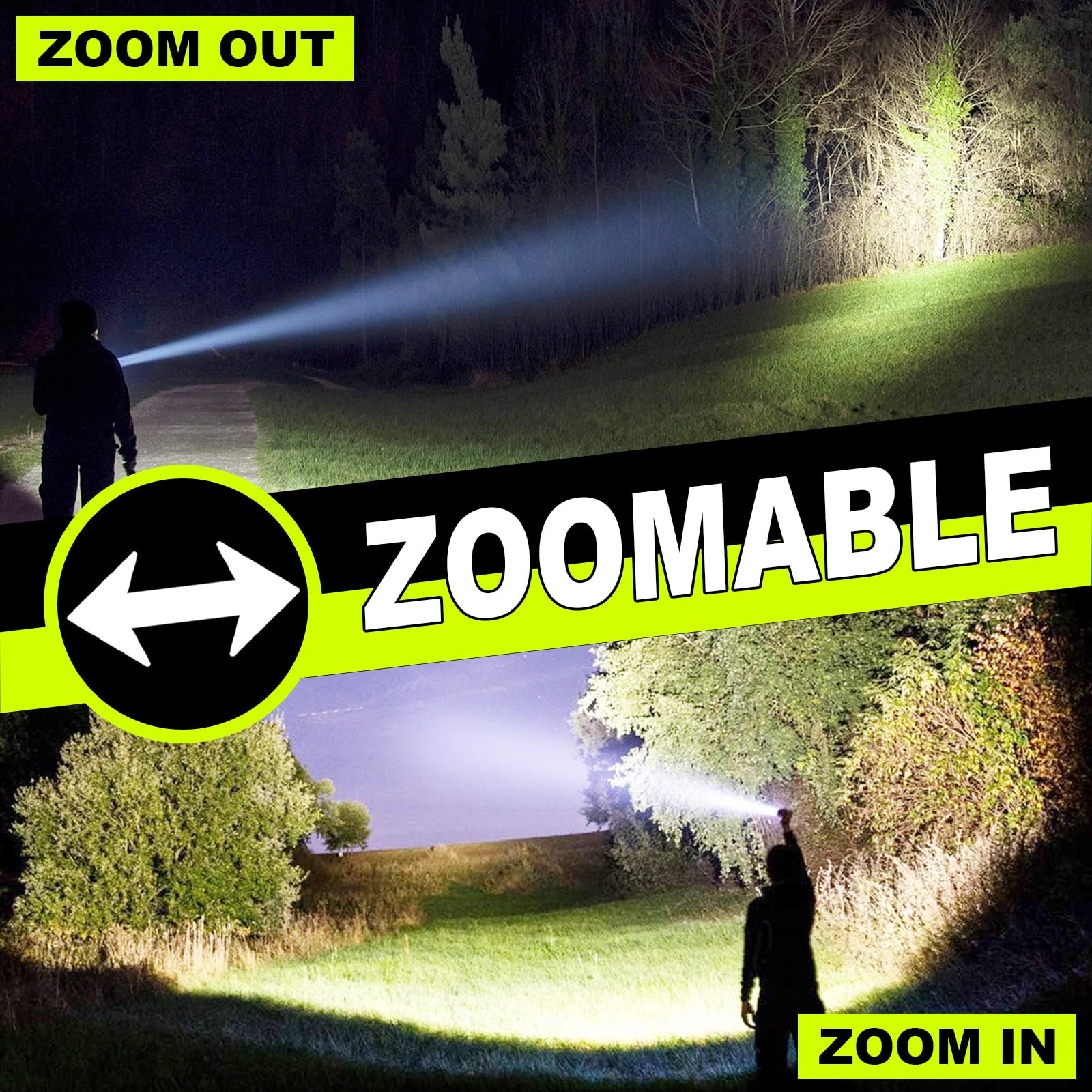 Iodoo 3 In 1 Rechargeable Flashlight True 5000 Lumens Outdoor Strong Cob Light, 5000Mah Zoomable Beam Led Flash Light With Magnet Power Failure Emergency Survival Kits Snowstorm (6 In 1)