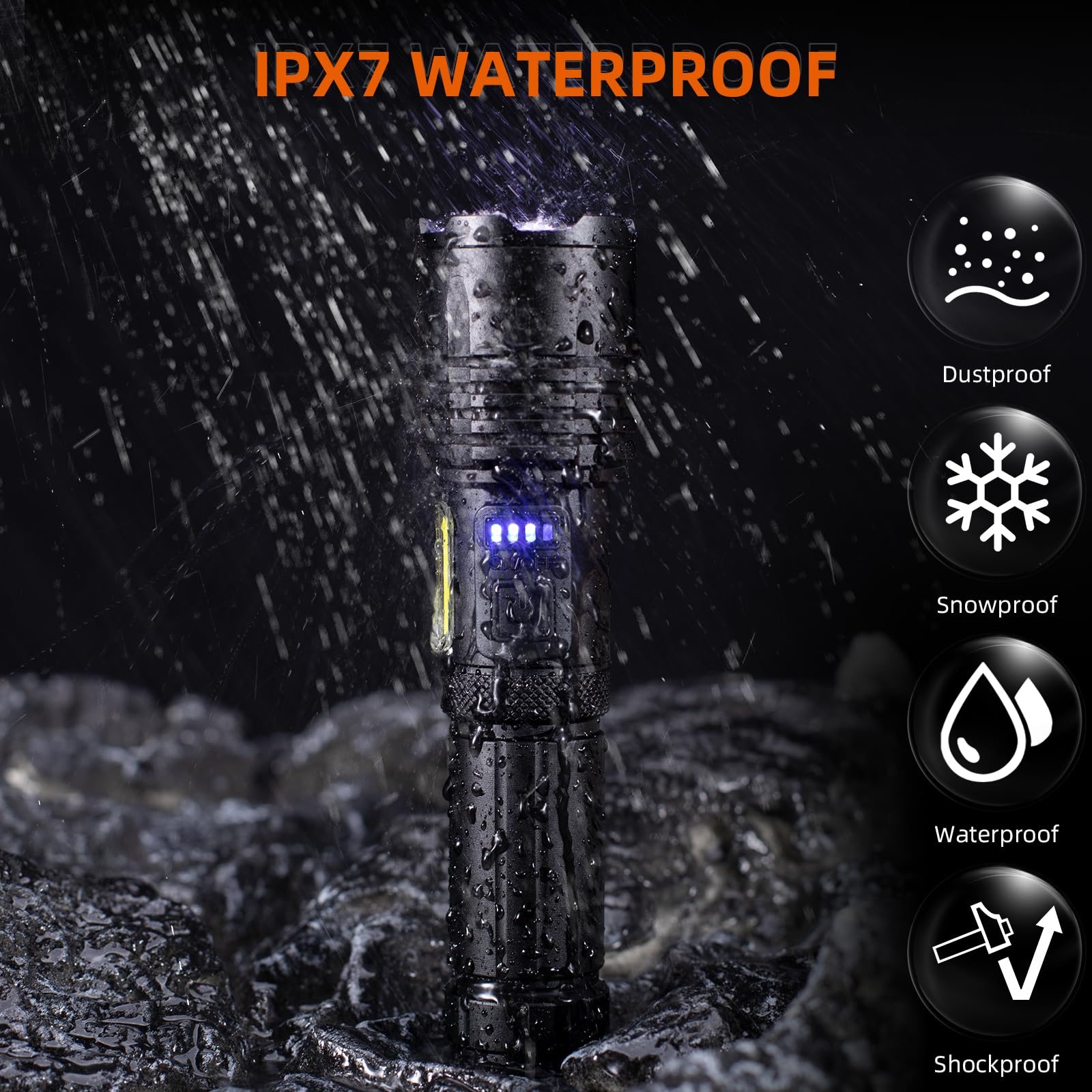 Gisaev Rechargeable 990,000 High Lumens Flashlights, 2 Pack Super Bright Led Flash Light With Cob, 7 Modes Waterproof Powerful Flashlight For Home
