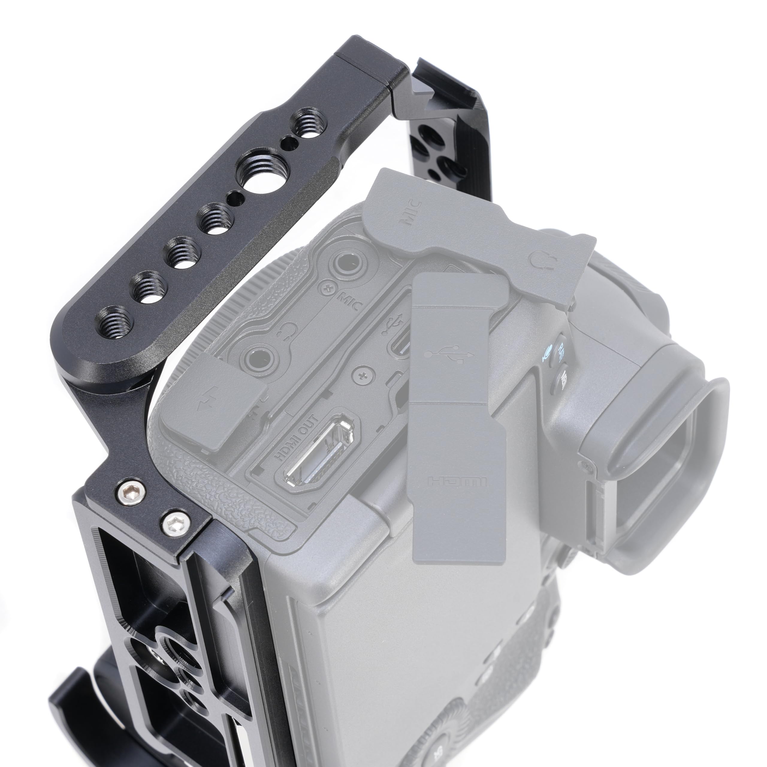 Focusfoto Camera Cage For Canon Eos R5 Mark Ii Mirrorless Camera, Aluminium Video Rig With Side Nato Rail, Cold Shoe, 1/4" Screw Mount, Quick Release Plate For Arca Tripod
