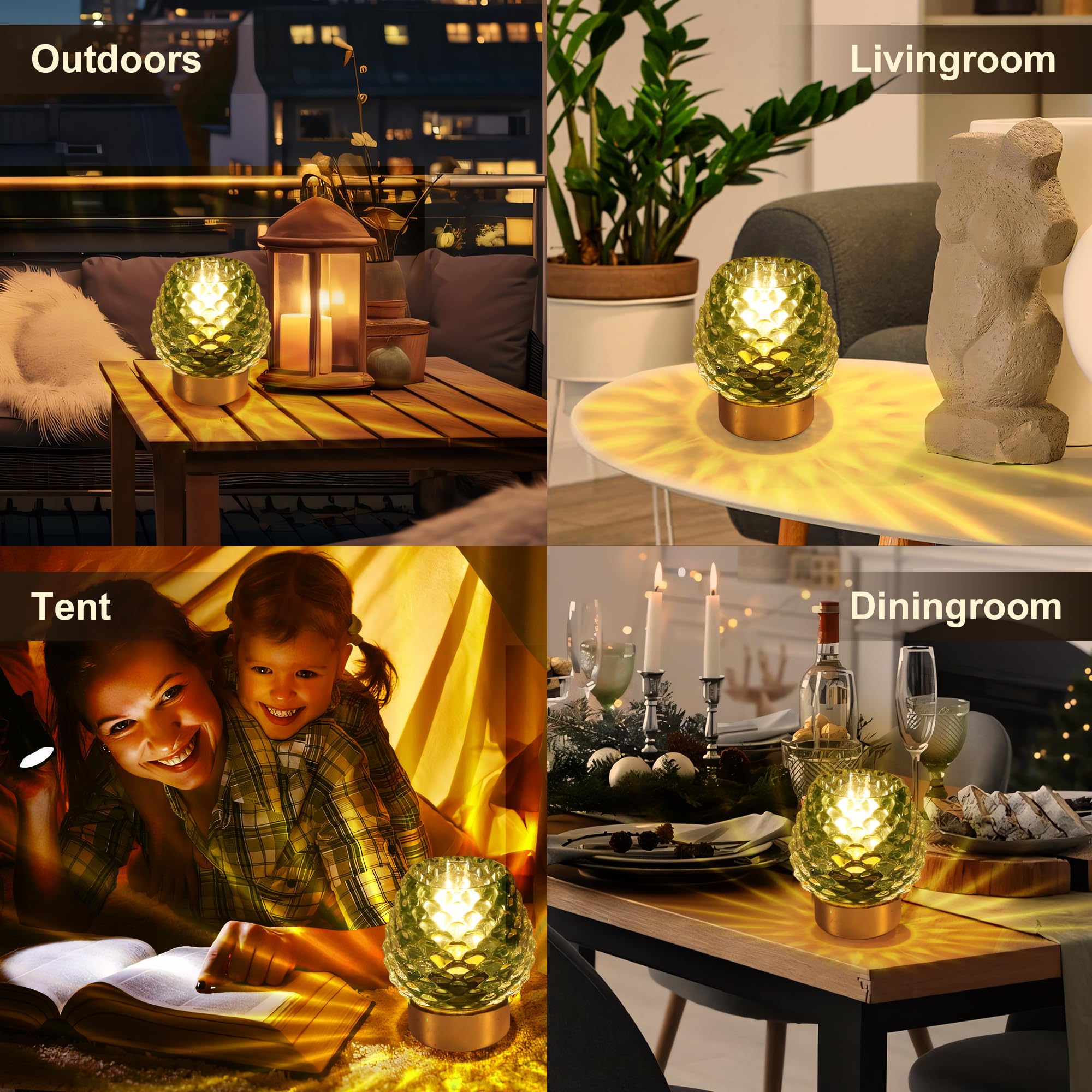 Miubrty Battery Operated Table Lamp With Timer And Remote Control - Elegant Cordless Design For Home Decor, Perfect For Living Room, Bedroom, And Entryway (Green)