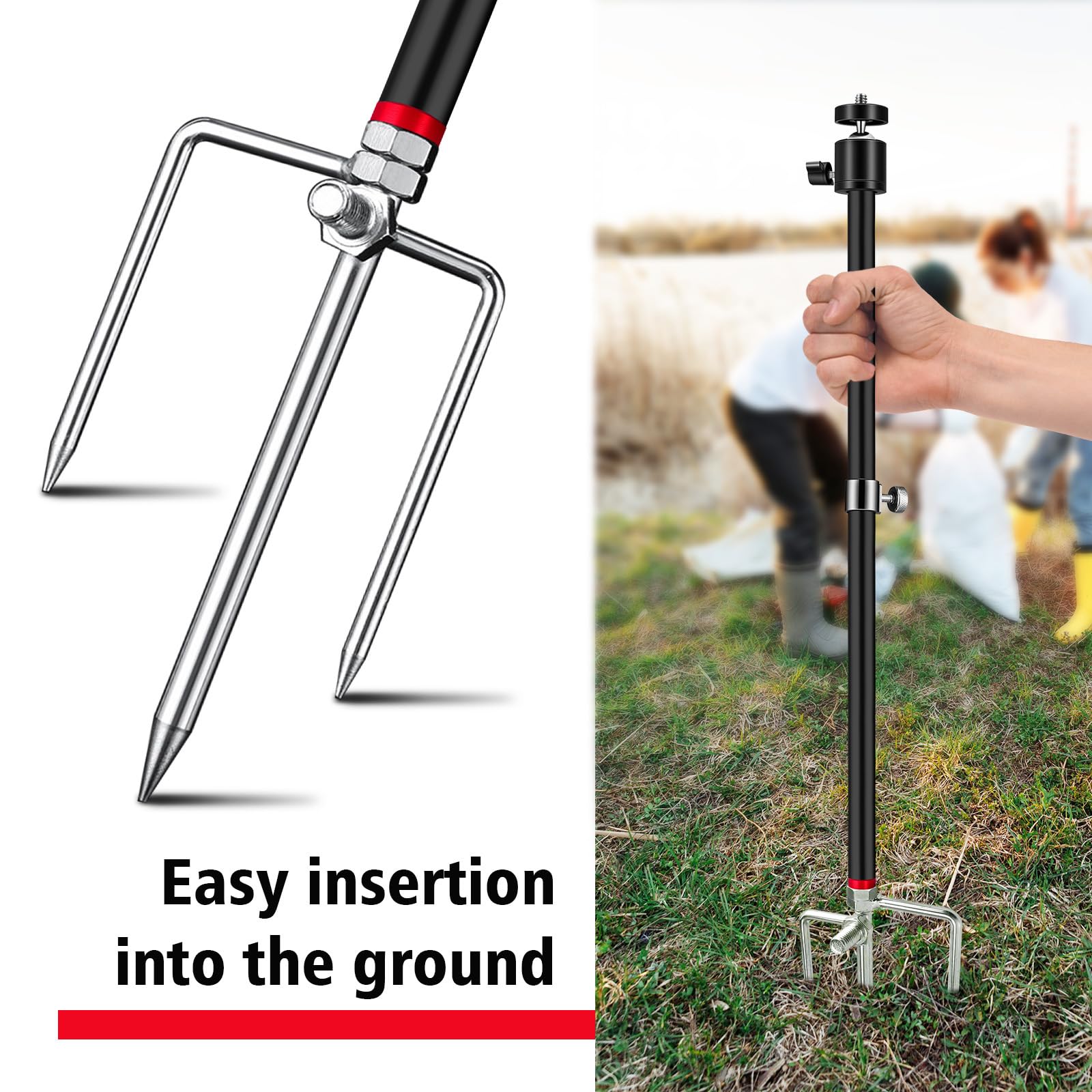 Adfitjo Game & Trail Camera Mount, 3 In 1 Aluminum 360 Degree Rotation Trail Camera Stand Mount Ground Holder, Thread Connection 1/4''-20 (6 Mm) For Hunting Cameras, Solar Panels, Etc.(1 Pack)
