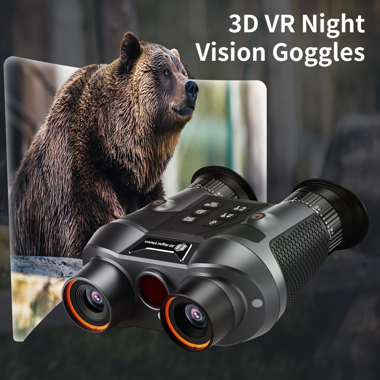 Dsoon 3D Vr Night Vision Goggles - Rechargeable Head-Mounted Binoculars With 8K Uhd & 4K Video, 3D Synthesis,2300Ft Ir Night Vision,36Mp Photos,6X Zoom,Includes 64Gb Tf Card For Hunting Surveillance