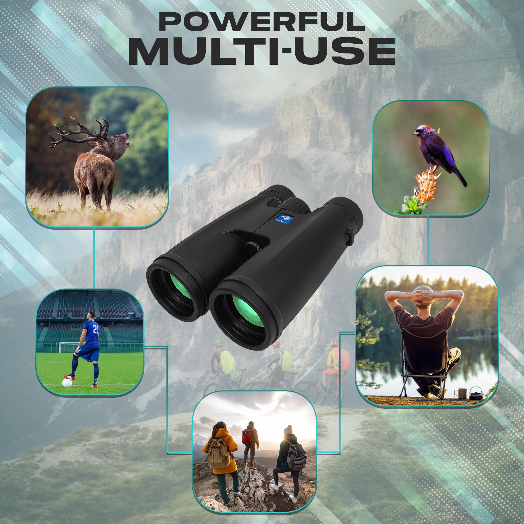 Wallecom 12X50 Hd High Powered Binoculars For Adults With Crystal Clear Low Light Vision, Lightweight, Waterproof, And Easy To Focus - Long Range Compact Binoculars For Bird Watching, Hunting & Travel