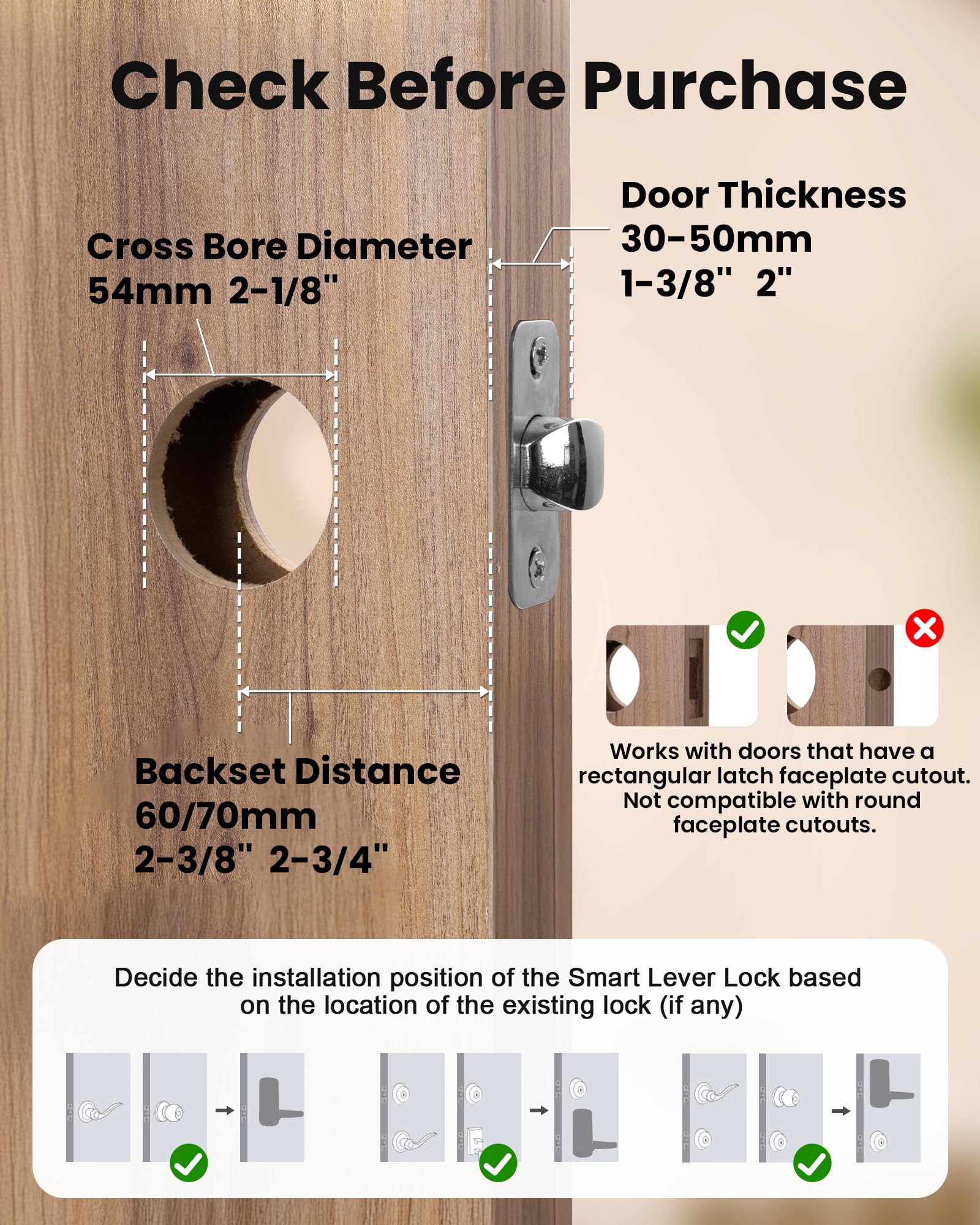 Sohoteco Keyless Entry Door Lock With Handle, Built-In Wifi Deadbolt, Smart Fingerprint Security Lock For Front Door, Support Doorbell Call And App Unlock, Easy Installation, Matte Black
