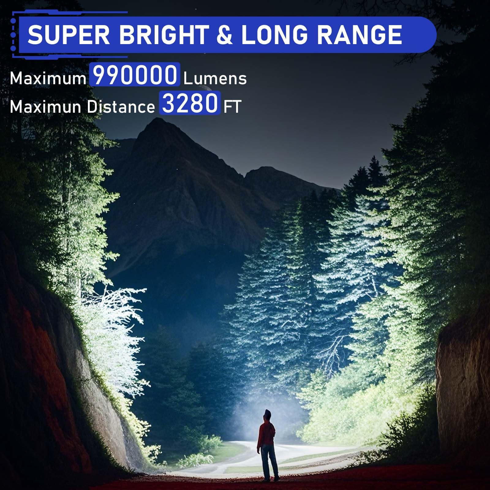 Startcool Flashlights High Lumens Rechargeable, Super Bright 990000 Lumens Flashlight Usb, High Powered Led Flashlight, Handheld Rechargeable Flash Light For Emergency Camping Hiking