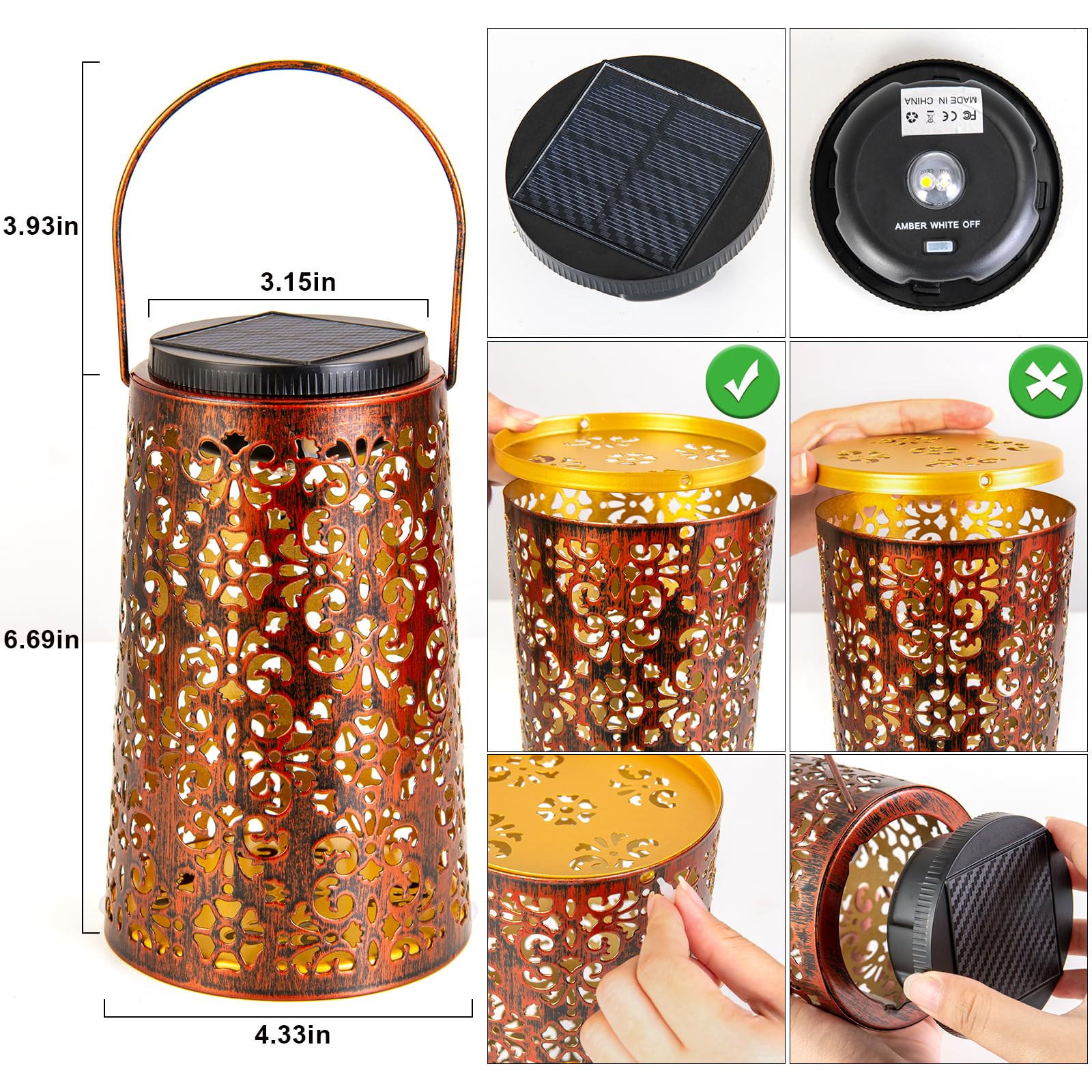 Jsot Solar Lanterns Outdoor Waterproof - 4 Pack Hanging Solar Lights  For Women Mom Grandma Decorative Lantern For Patio Decor Garden Yard Backyard Porch Table Tree Lighting, Cool/Warm Light