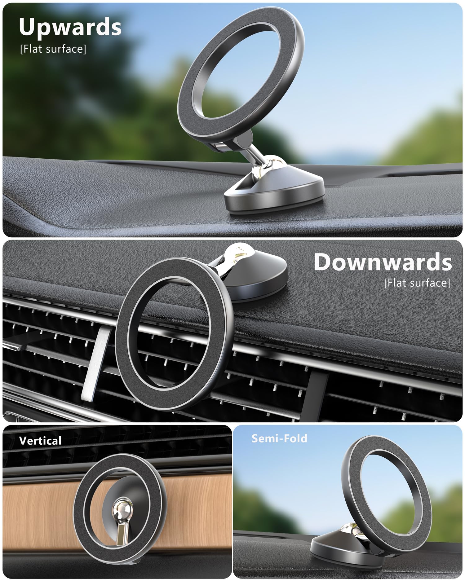 Jczt [All Metal] For Magsafe Car Mount, [ Strong Adhesive] Magnetic Car Phone Holder For Car Dashboard Sticky, Car Phone Mount Folding 360° Rotation For Android, Iphone 16 15 14 13 Pro Max