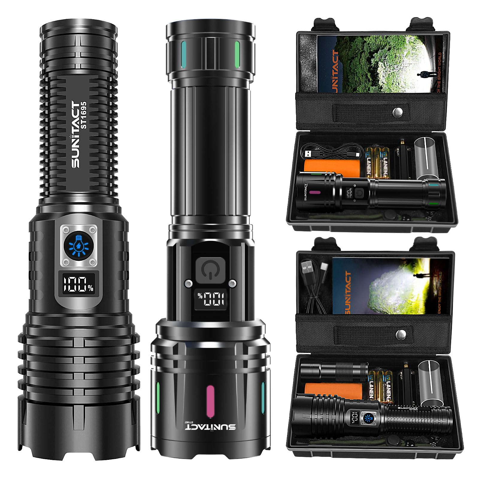 Sunitact St1007 + St1695 Flashlights High Lumens Battery Powered