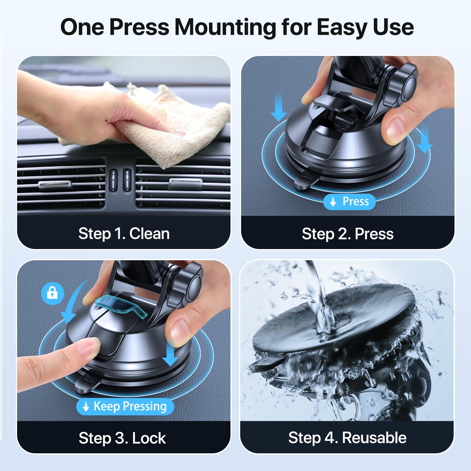 Lotuny Phone Holders For Your Car,  Rotatable Base Phone Holder For Car Dashboard Windshield, Universal Cell Phone Holder Automobile Cradle For Iphone Samsung Google And All Smartphones
